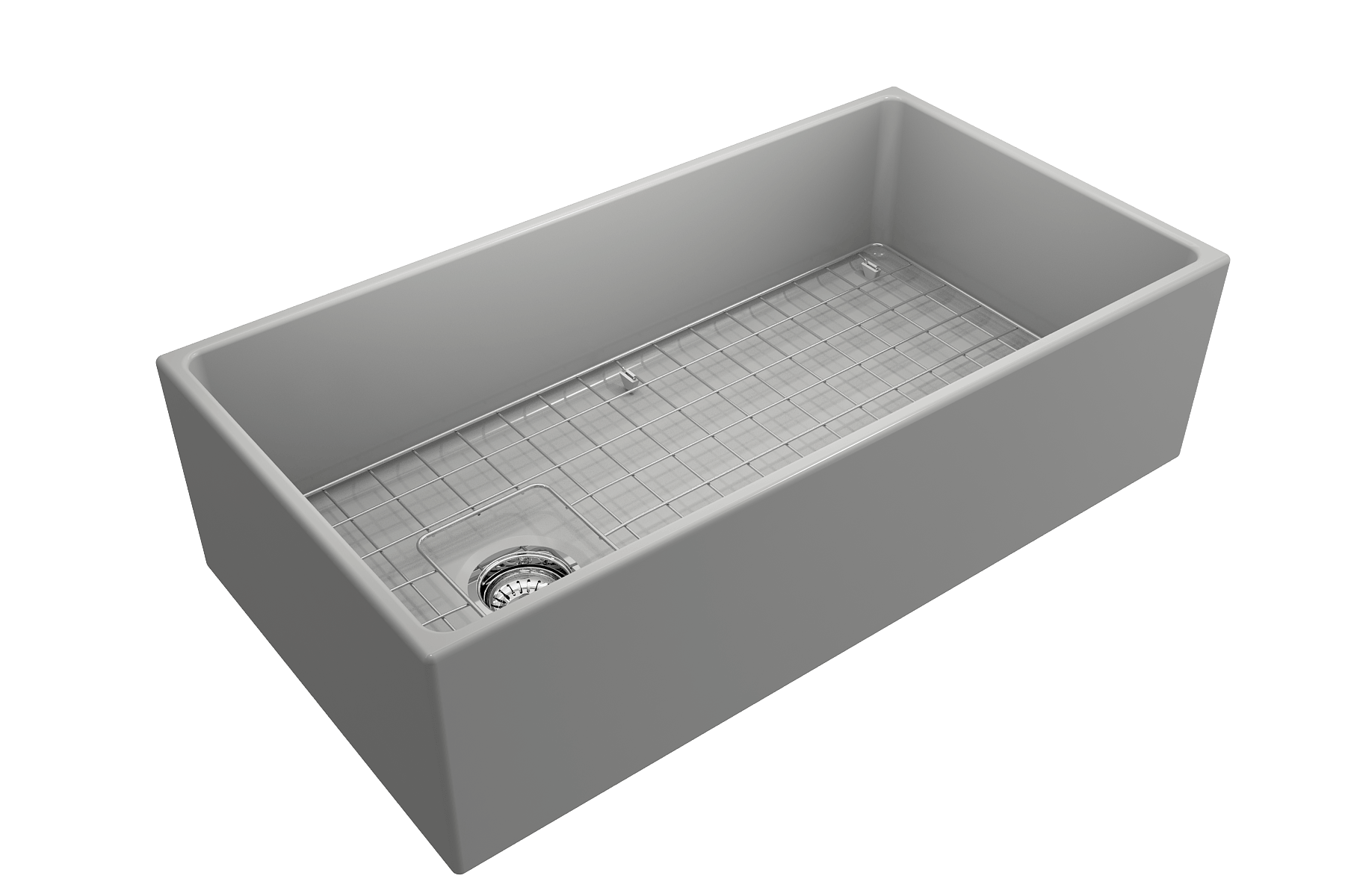 Alternate Image for BOCCHI Contempo 36" Fireclay Farmhouse Apron Single Bowl Kitchen Sink, Matte Gray, 1354-006-0120
