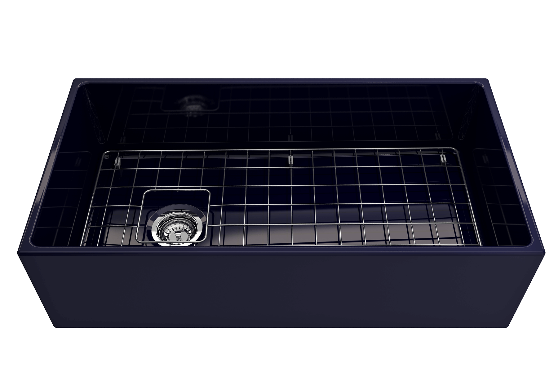 Alternate Image for BOCCHI Contempo 36" Fireclay Farmhouse Apron Single Bowl Kitchen Sink, Sapphire Blue, 1354-010-0120