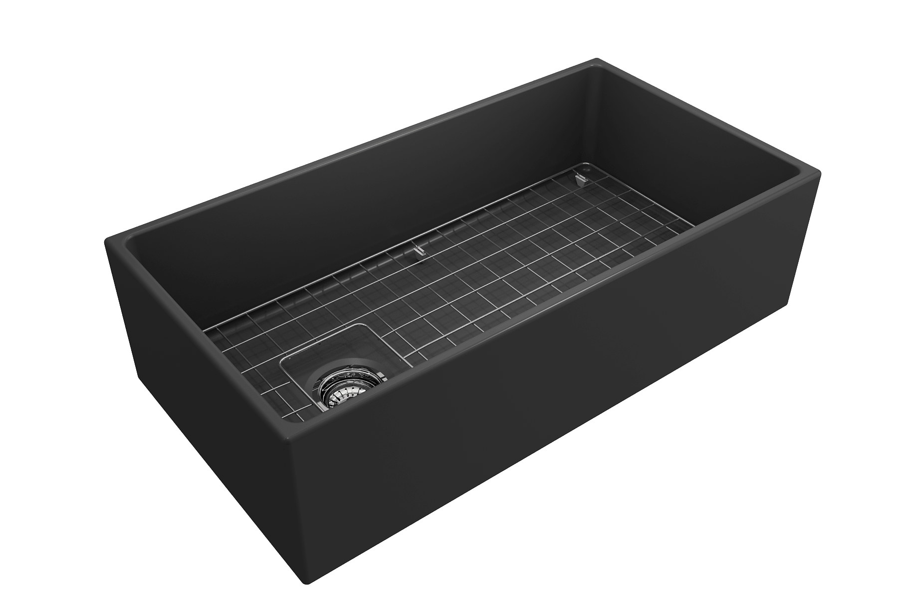 Alternate Image for BOCCHI Contempo 36" Fireclay Farmhouse Apron Single Bowl Kitchen Sink, Matte Dark Gray, 1354-020-0120
