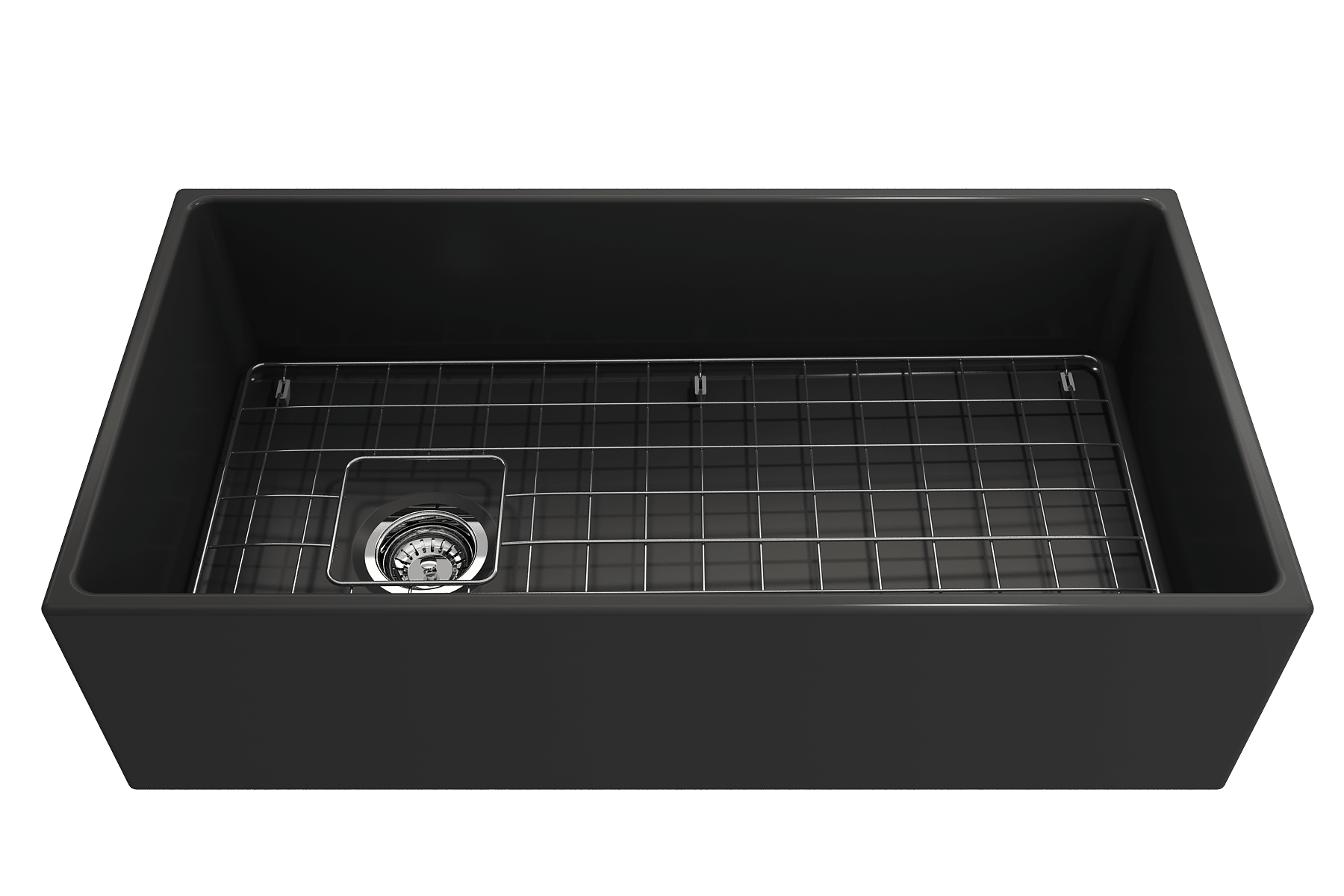 Alternate Image for BOCCHI Contempo 36" Fireclay Farmhouse Apron Single Bowl Kitchen Sink, Matte Dark Gray, 1354-020-0120