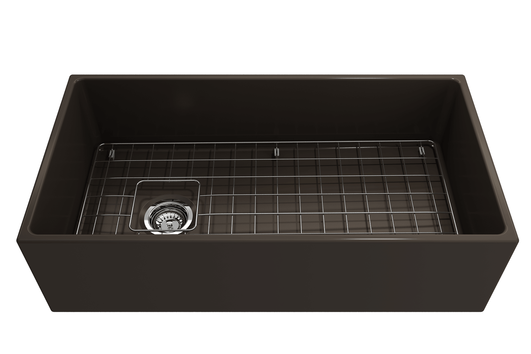 Alternate Image for BOCCHI Contempo 36" Fireclay Farmhouse Apron Single Bowl Kitchen Sink, Matte Brown, 1354-025-0120