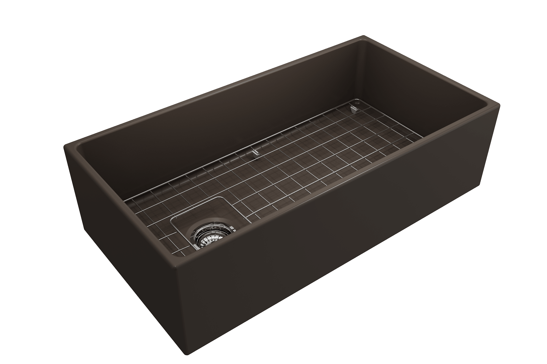 Alternate Image for BOCCHI Contempo 36" Fireclay Farmhouse Apron Single Bowl Kitchen Sink, Matte Brown, 1354-025-0120