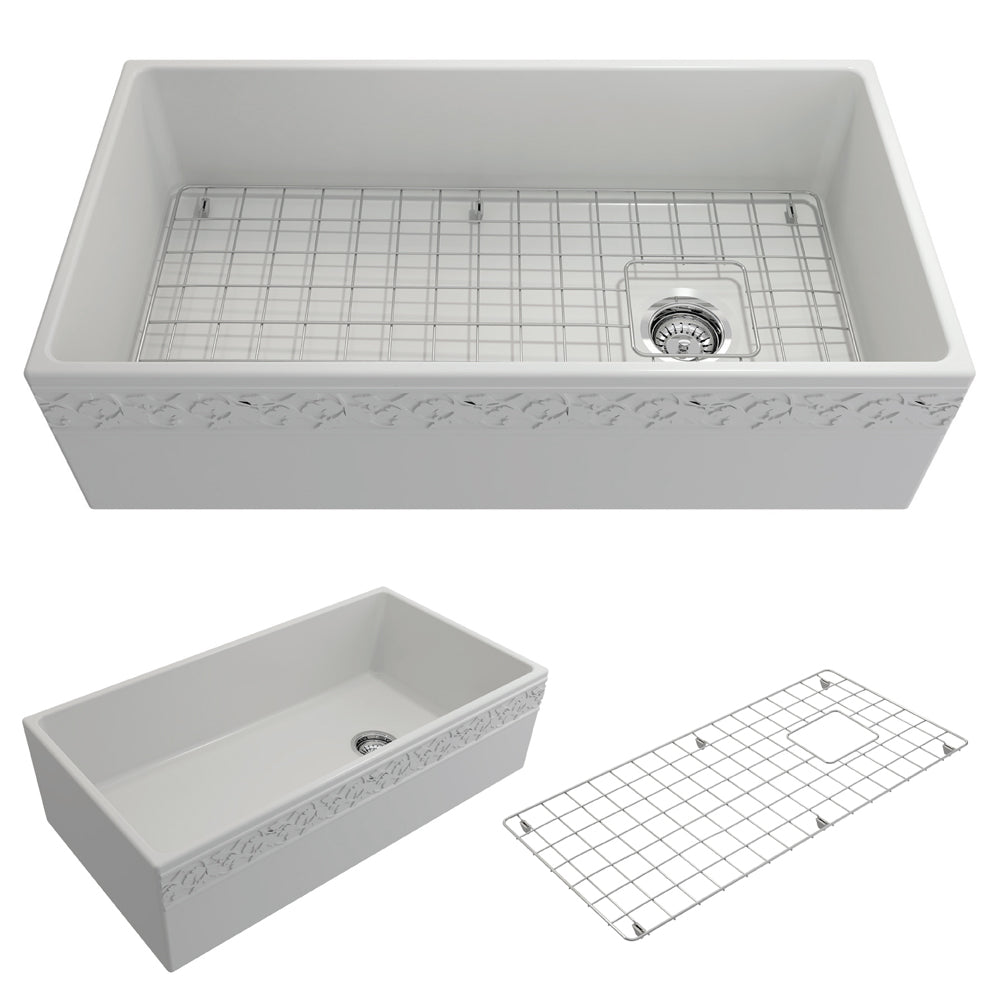 Alternate Image for BOCCHI Vigneto 36" Fireclay Farmhouse Apron Single Bowl Kitchen Sink, Matte White, 1355-002-0120