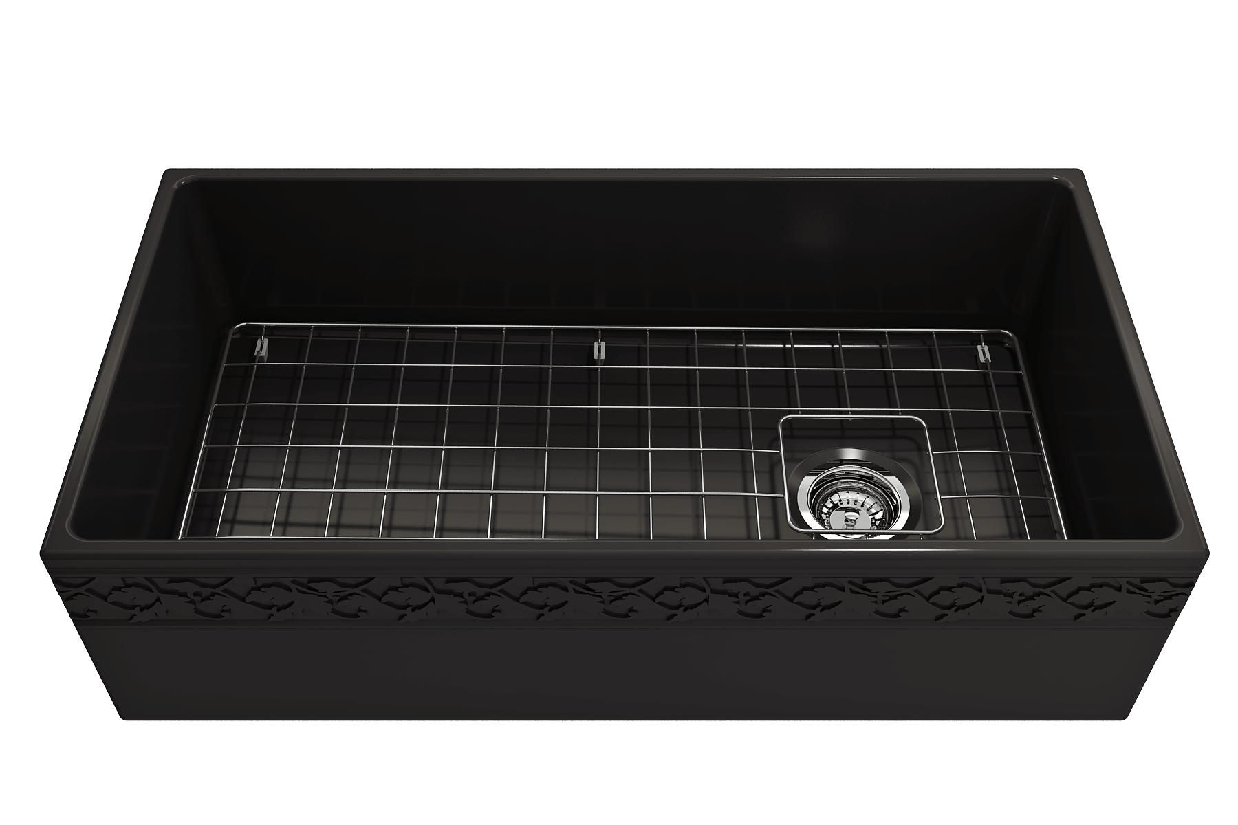 Alternate Image for BOCCHI Vigneto 36" Fireclay Farmhouse Apron Single Bowl Kitchen Sink, Matte Black, 1355-004-0120