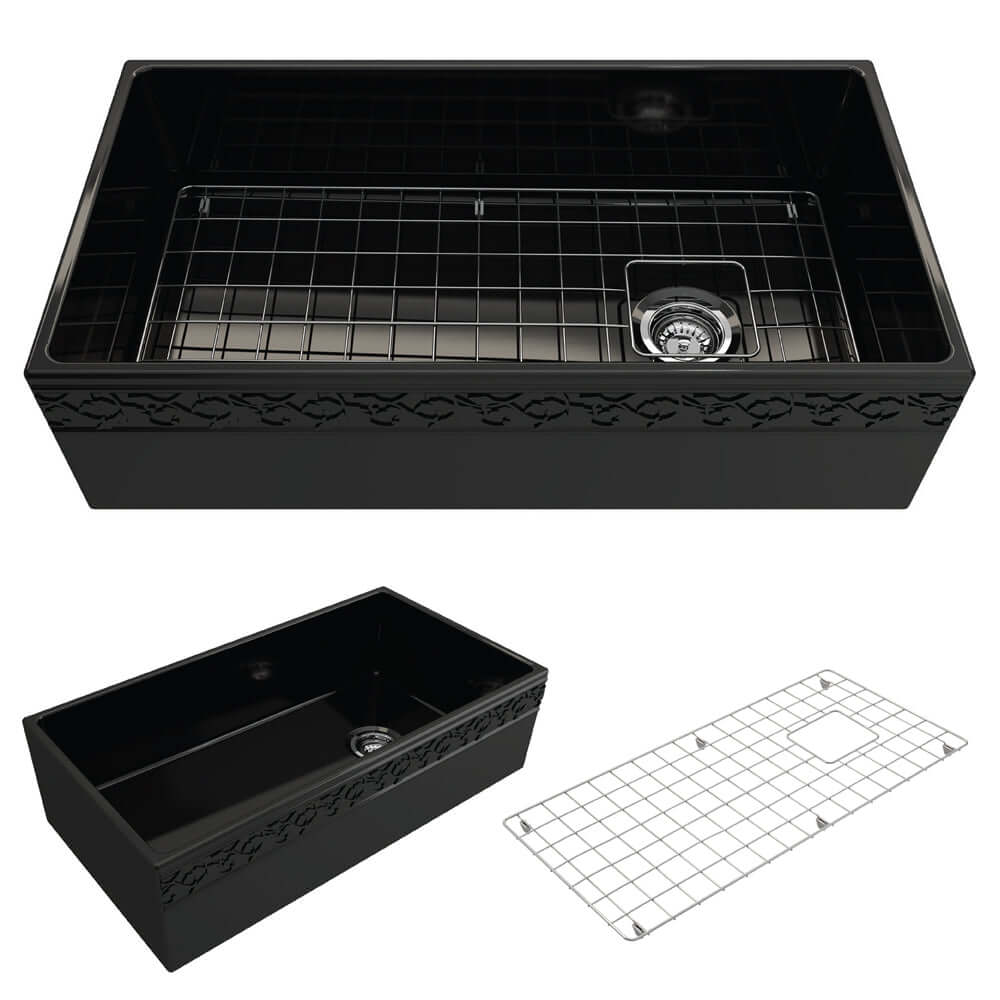 Alternate Image for BOCCHI Vigneto 36" Fireclay Farmhouse Apron Single Bowl Kitchen Sink, Black, 1355-005-0120