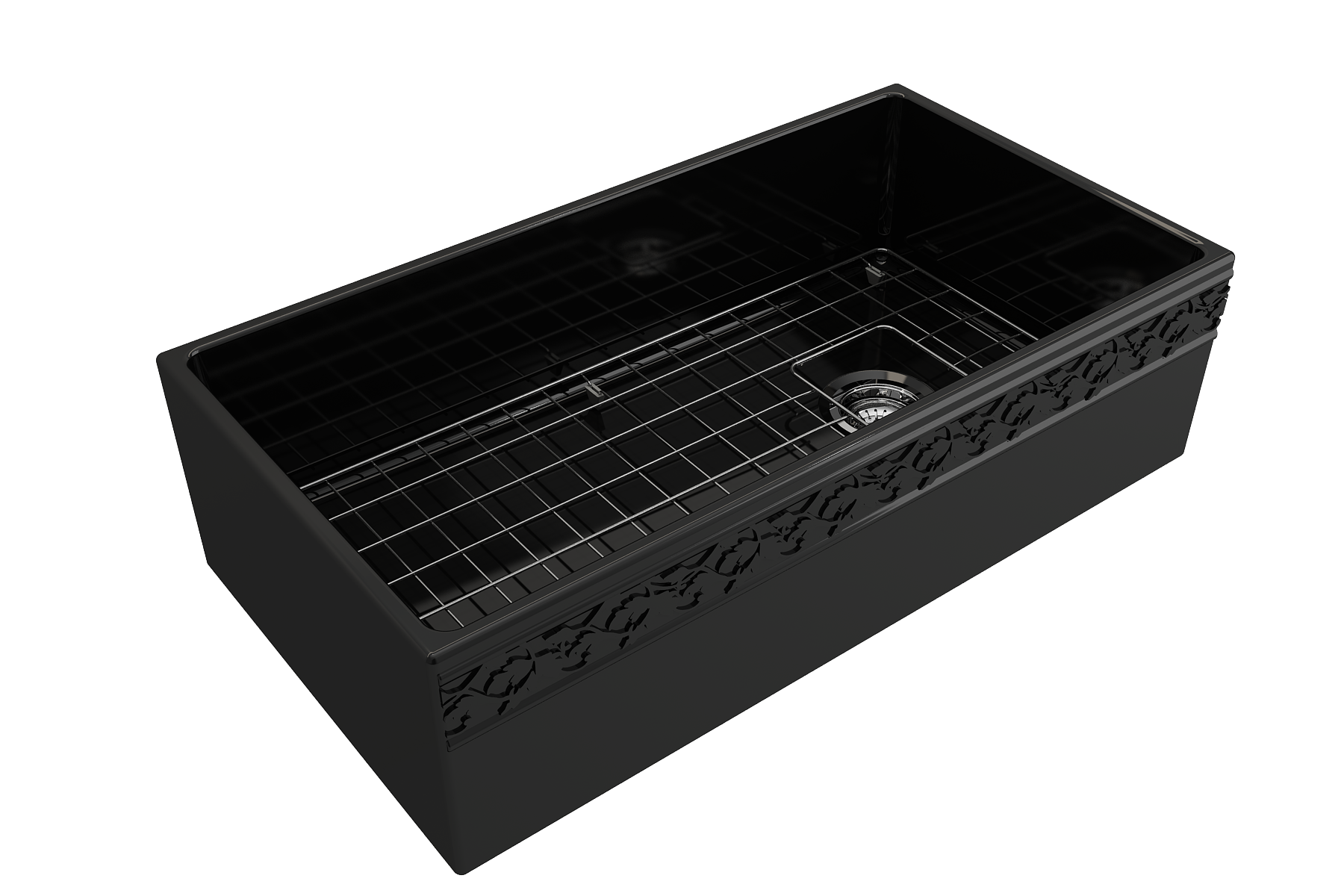 Alternate Image for BOCCHI Vigneto 36" Fireclay Farmhouse Apron Single Bowl Kitchen Sink, Black, 1355-005-0120