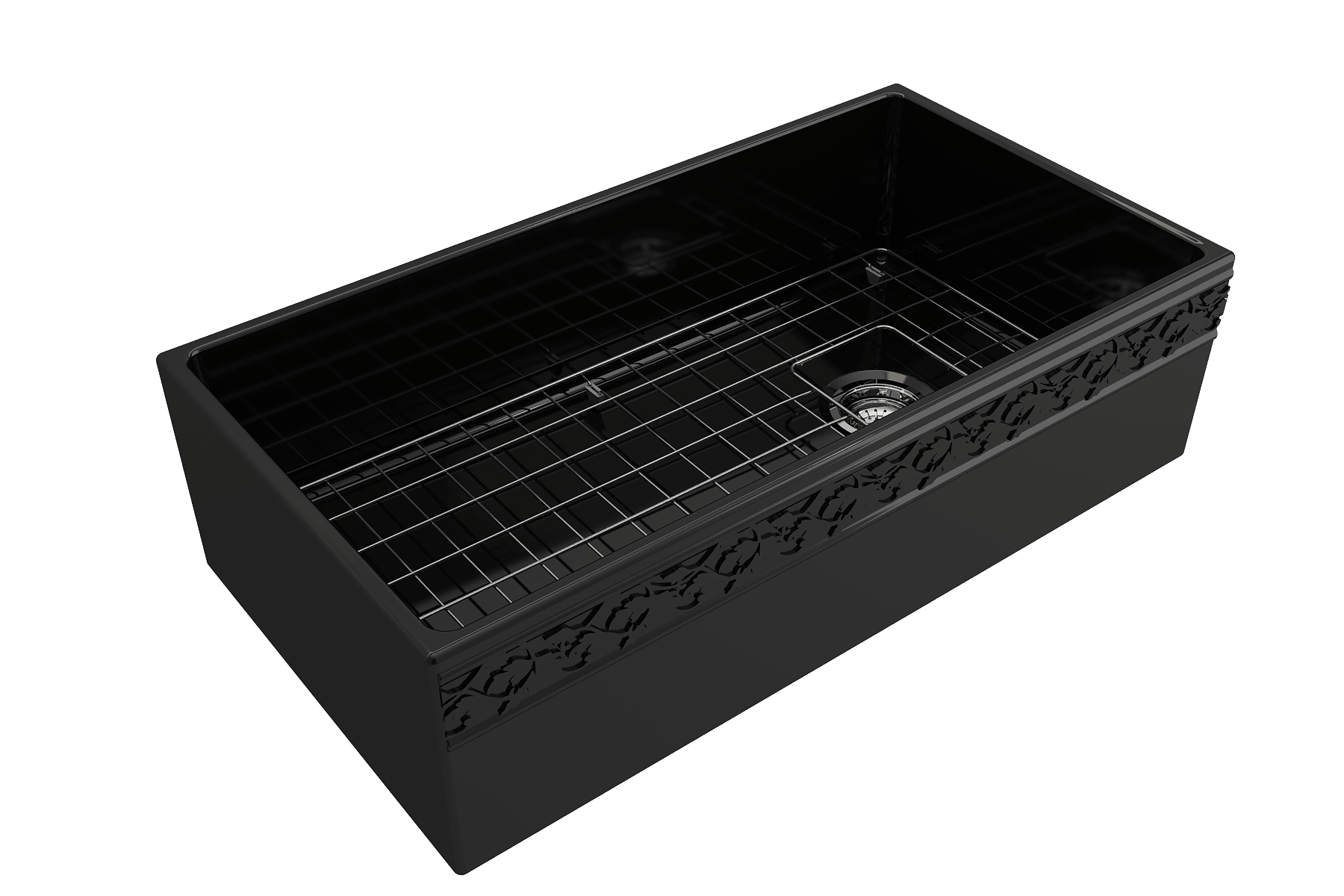 Alternate Image for BOCCHI Vigneto 36" Fireclay Farmhouse Apron Single Bowl Kitchen Sink, Black, 1355-005-0120