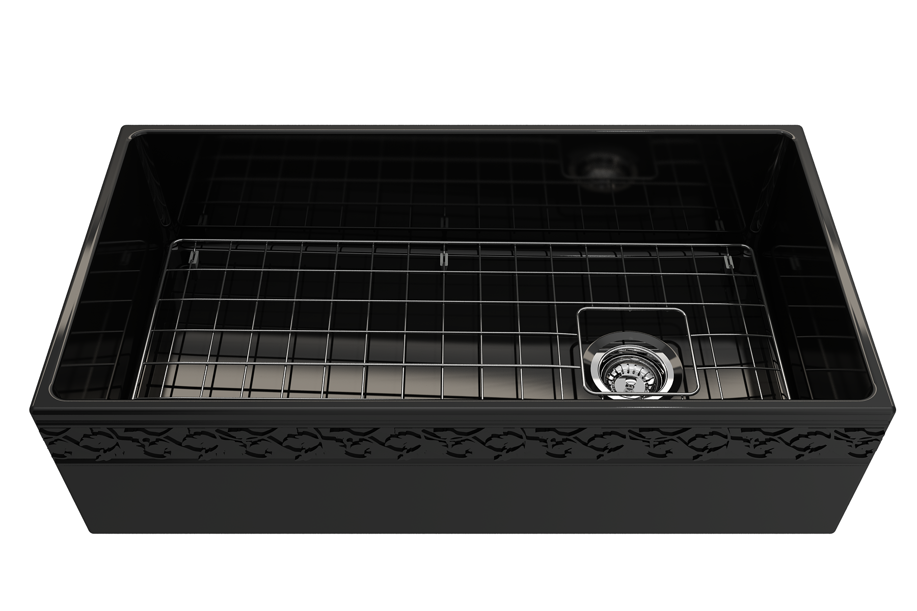 Alternate Image for BOCCHI Vigneto 36" Fireclay Farmhouse Apron Single Bowl Kitchen Sink, Black, 1355-005-0120