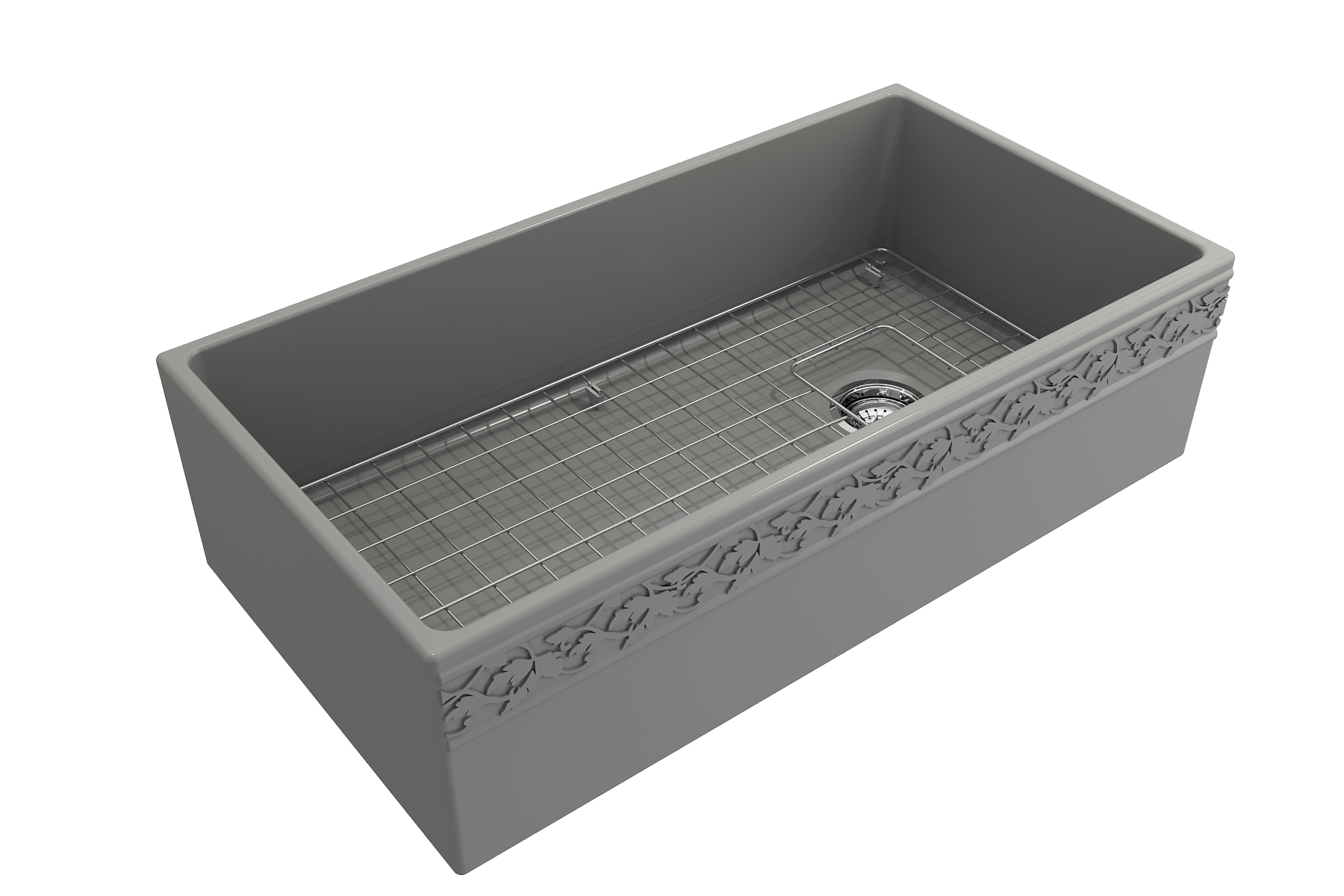 Alternate Image for BOCCHI Vigneto 36" Fireclay Farmhouse Apron Single Bowl Kitchen Sink, Matte Gray, 1355-006-0120