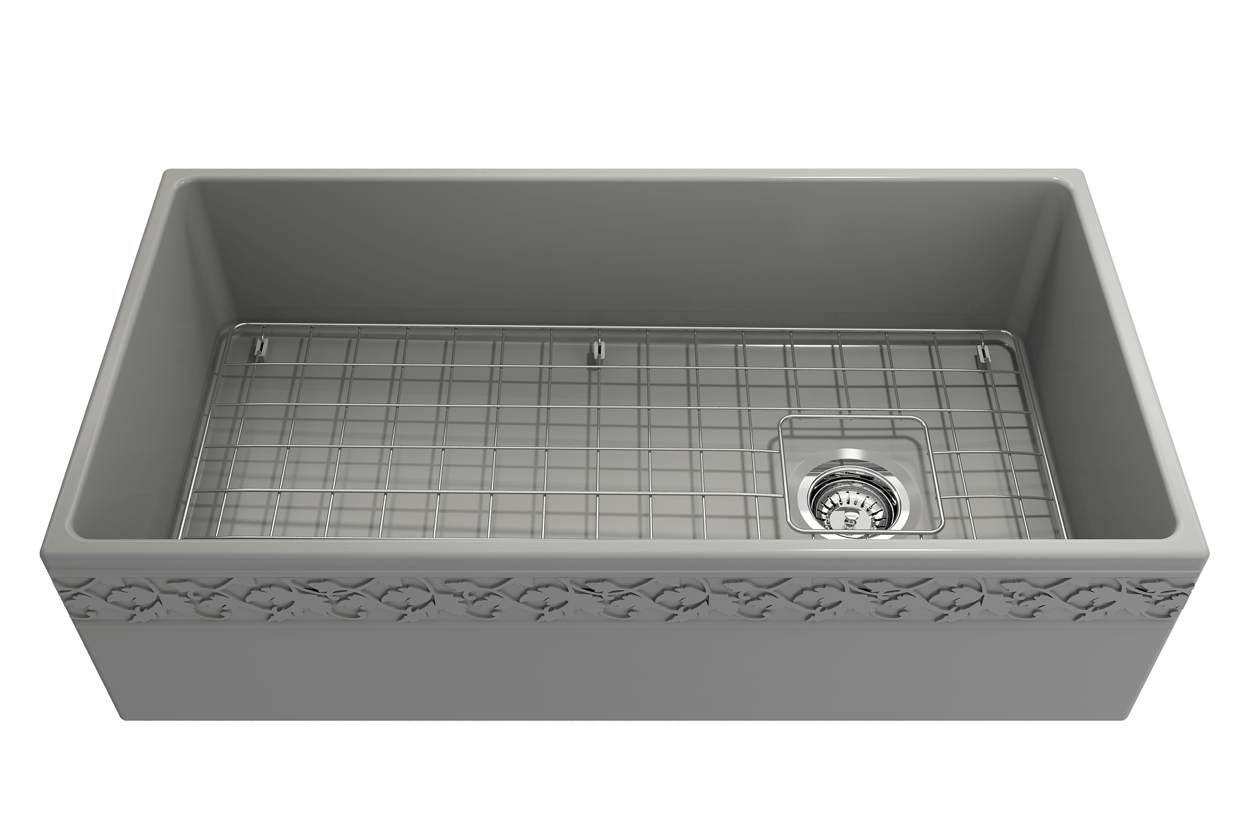 Alternate Image for BOCCHI Vigneto 36" Fireclay Farmhouse Apron Single Bowl Kitchen Sink, Matte Gray, 1355-006-0120