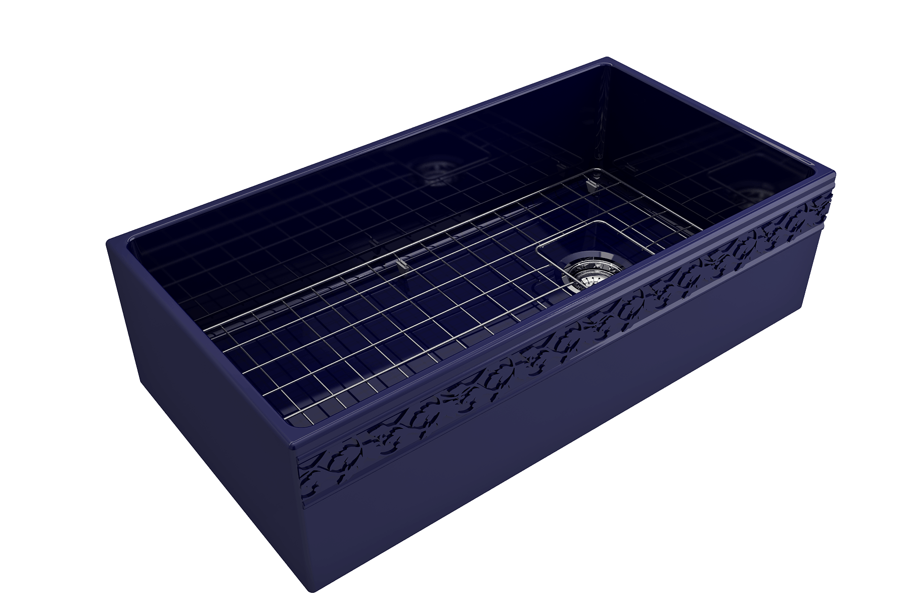 Alternate Image for BOCCHI Vigneto 36" Fireclay Farmhouse Apron Single Bowl Kitchen Sink, Sapphire Blue, 1355-010-0120