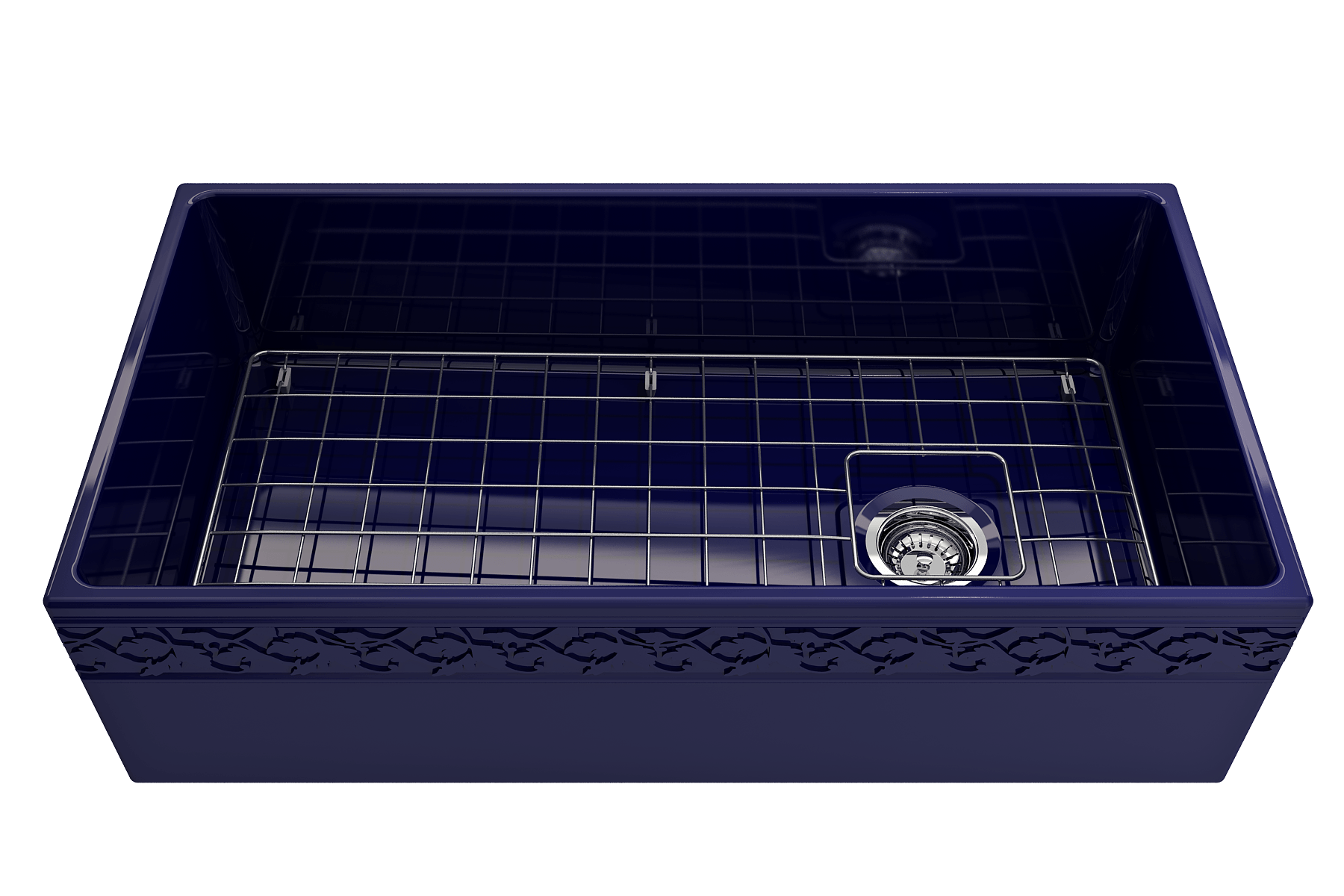 Alternate Image for BOCCHI Vigneto 36" Fireclay Farmhouse Apron Single Bowl Kitchen Sink, Sapphire Blue, 1355-010-0120