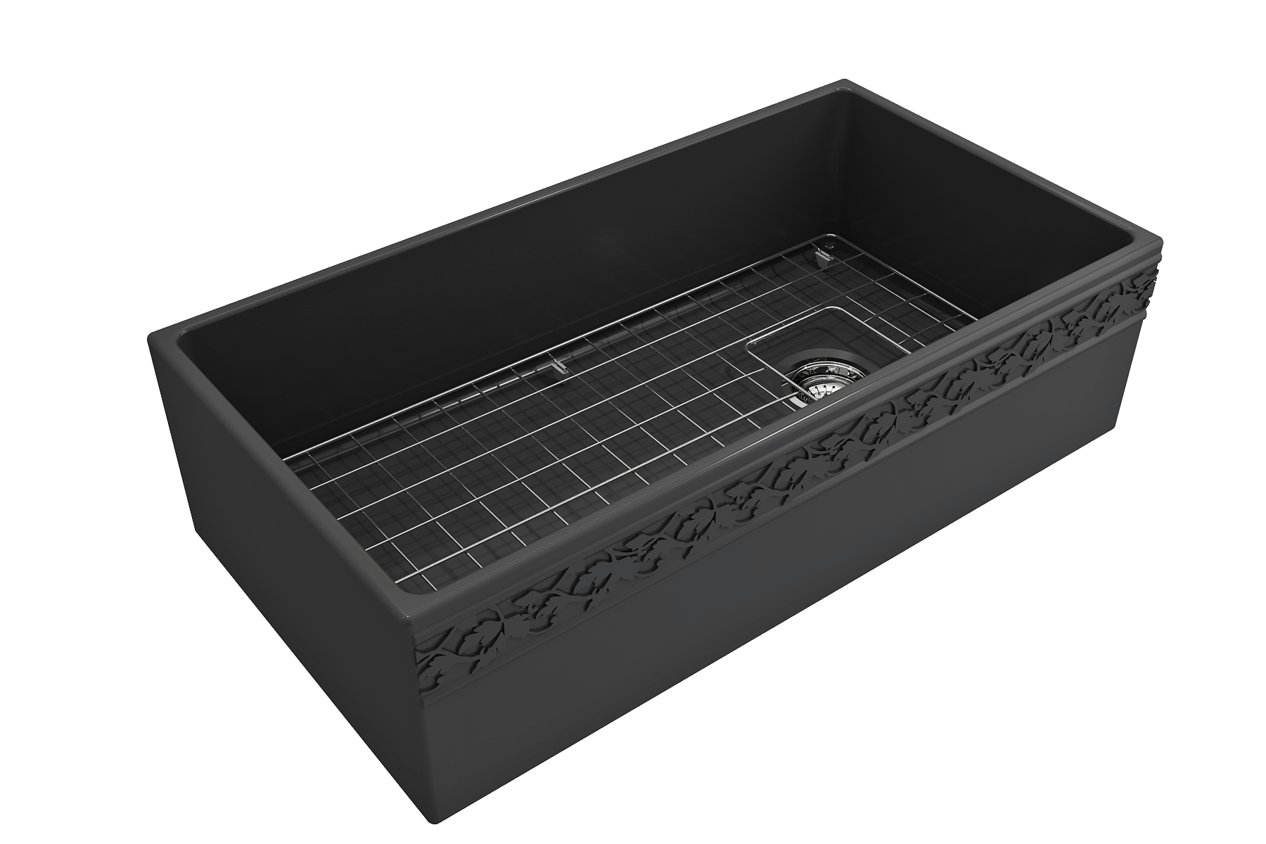 Alternate Image for BOCCHI Vigneto 36" Fireclay Farmhouse Apron Single Bowl Kitchen Sink, Matte Dark Gray, 1355-020-0120