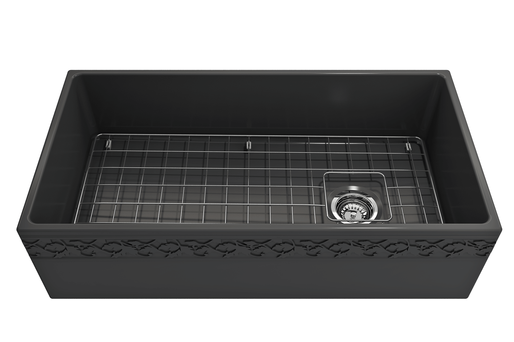Alternate Image for BOCCHI Vigneto 36" Fireclay Farmhouse Apron Single Bowl Kitchen Sink, Matte Dark Gray, 1355-020-0120