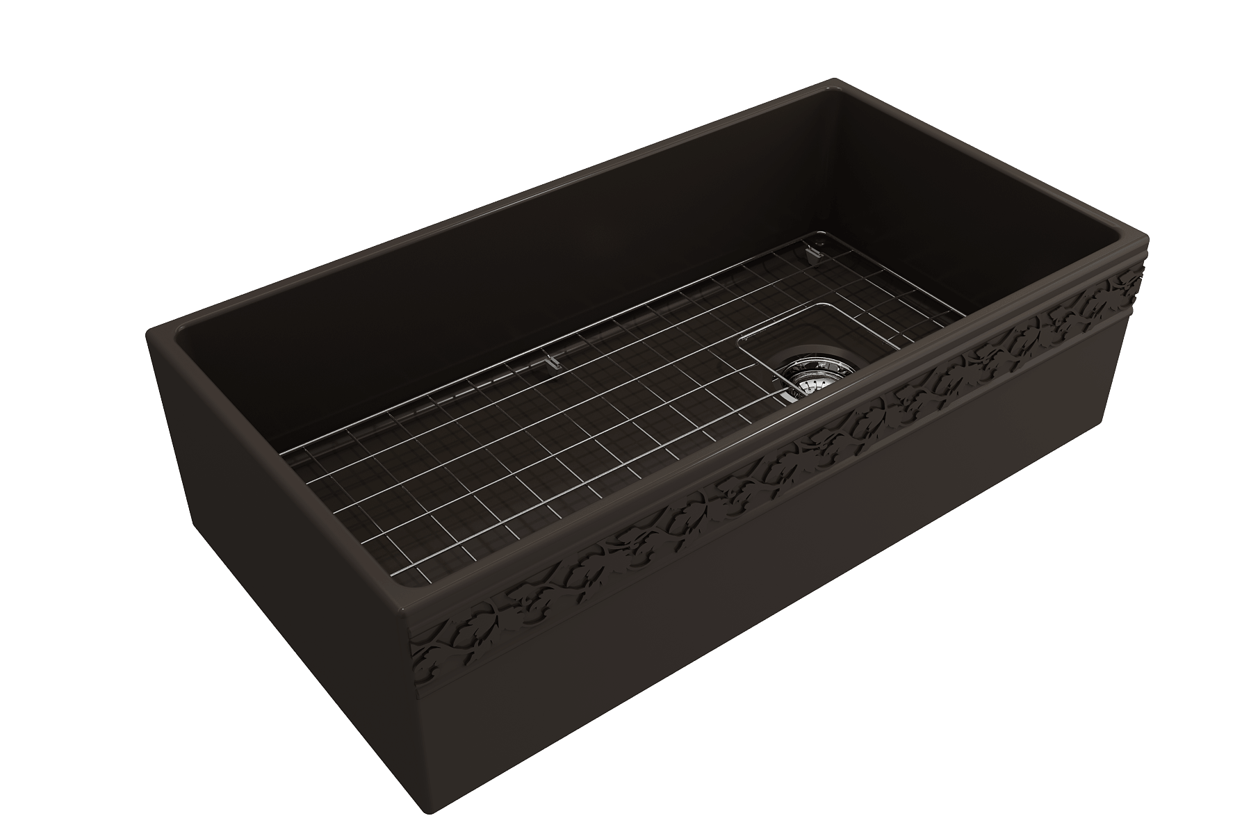 Alternate Image for BOCCHI Vigneto 36" Fireclay Farmhouse Apron Single Bowl Kitchen Sink, Matte Brown, 1355-025-0120
