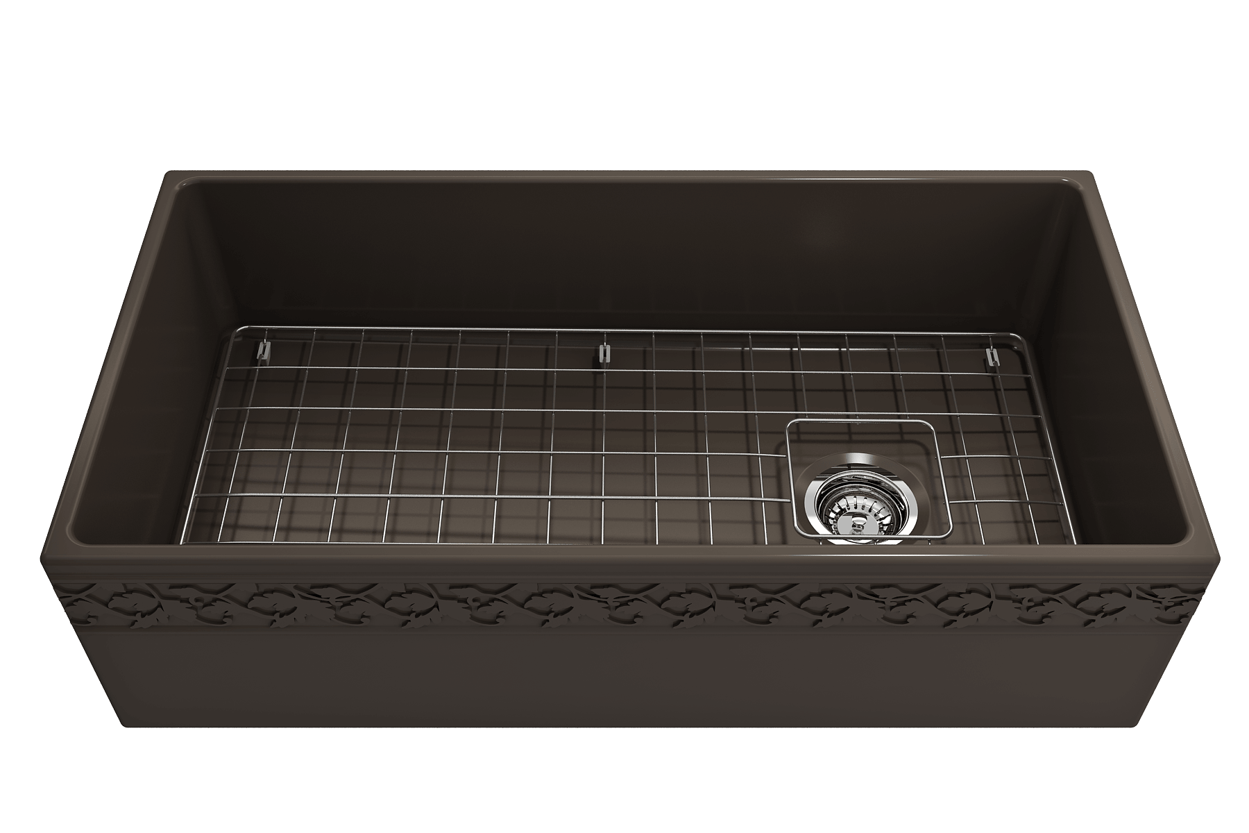 Alternate Image for BOCCHI Vigneto 36" Fireclay Farmhouse Apron Single Bowl Kitchen Sink, Matte Brown, 1355-025-0120