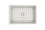 BOCCHI Contempo 27" Fireclay Farmhouse Apron Single Bowl Kitchen Sink, White, 1356-001-0120