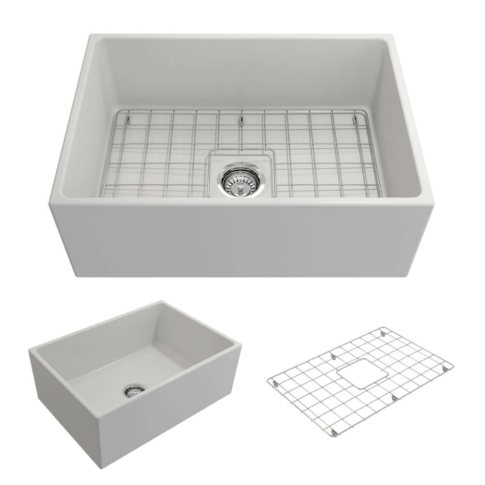 Alternate Image for BOCCHI Contempo 27" Fireclay Farmhouse Apron Single Bowl Kitchen Sink, Matte White, 1356-002-0120