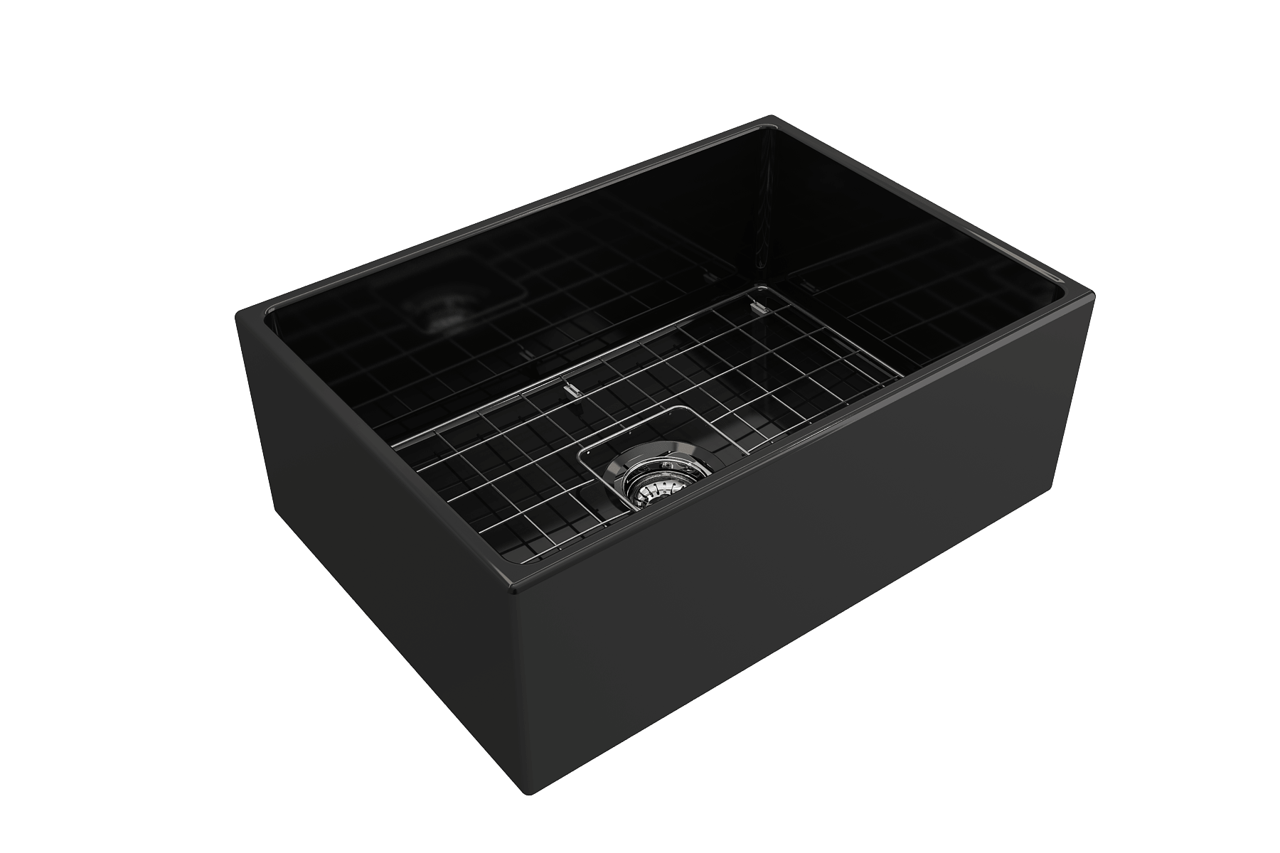 Alternate Image for BOCCHI Contempo 27" Fireclay Farmhouse Apron Single Bowl Kitchen Sink, Black, 1356-005-0120