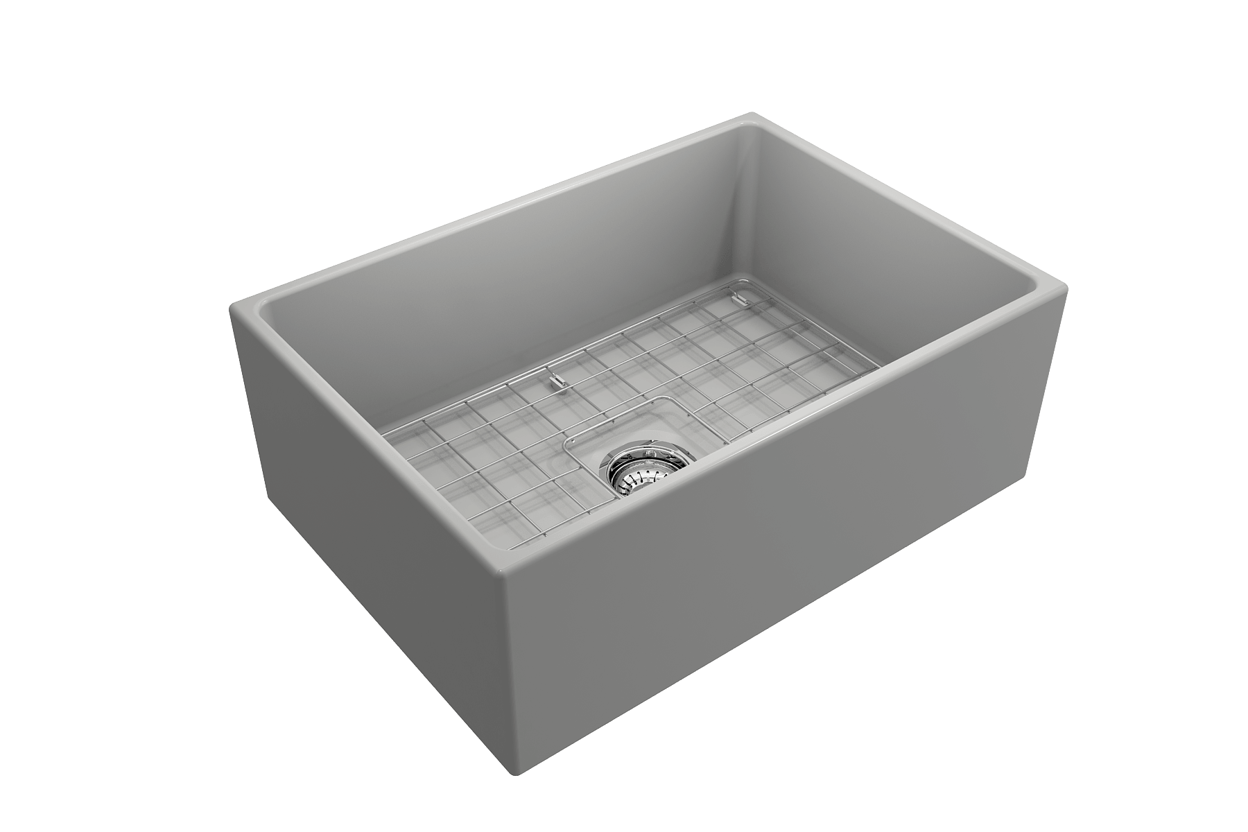 Alternate Image for BOCCHI Contempo 27" Fireclay Farmhouse Apron Single Bowl Kitchen Sink, Matte Gray, 1356-006-0120
