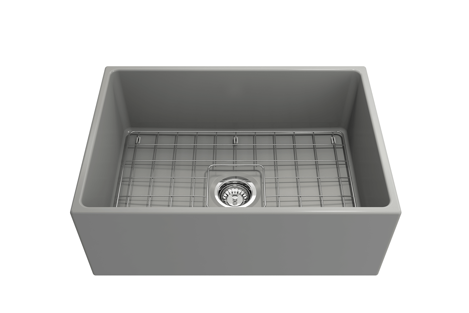 Alternate Image for BOCCHI Contempo 27" Fireclay Farmhouse Apron Single Bowl Kitchen Sink, Matte Gray, 1356-006-0120