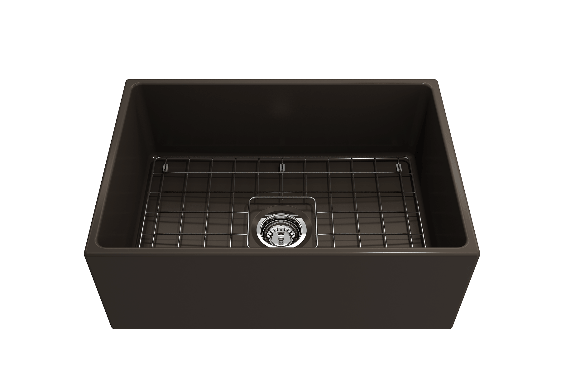 Alternate Image for BOCCHI Contempo 27" Fireclay Farmhouse Apron Single Bowl Kitchen Sink, Matte Brown, 1356-025-0120