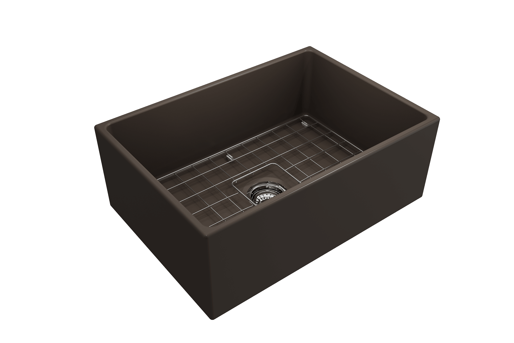 Alternate Image for BOCCHI Contempo 27" Fireclay Farmhouse Apron Single Bowl Kitchen Sink, Matte Brown, 1356-025-0120