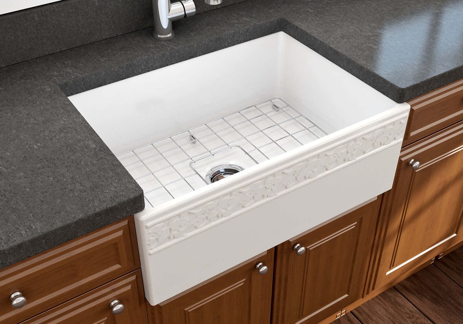 Alternate Image for BOCCHI Vigneto 27" Fireclay Farmhouse Apron Single Bowl Kitchen Sink, White, 1357-001-0120