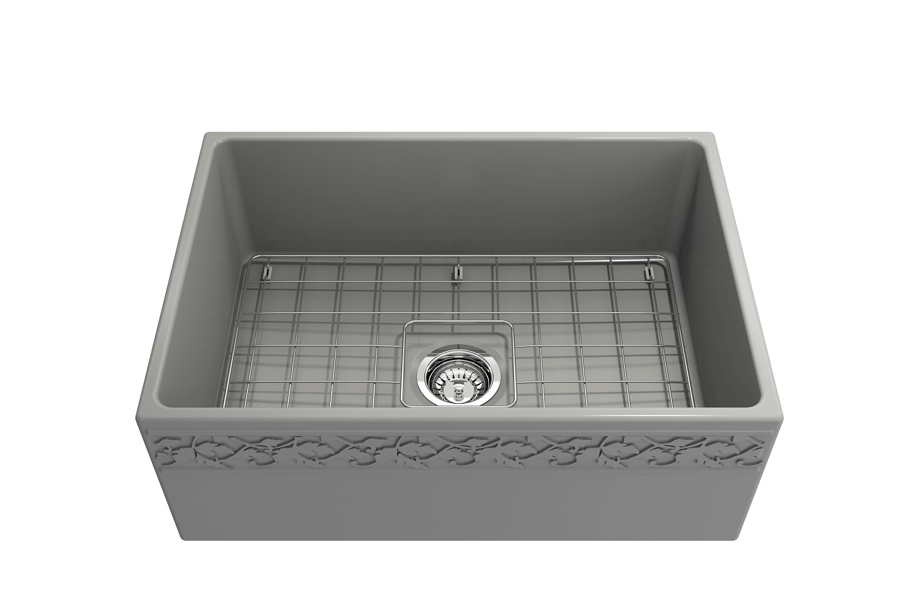 Alternate Image for BOCCHI Vigneto 27" Fireclay Farmhouse Apron Single Bowl Kitchen Sink, Matte Gray, 1357-006-0120
