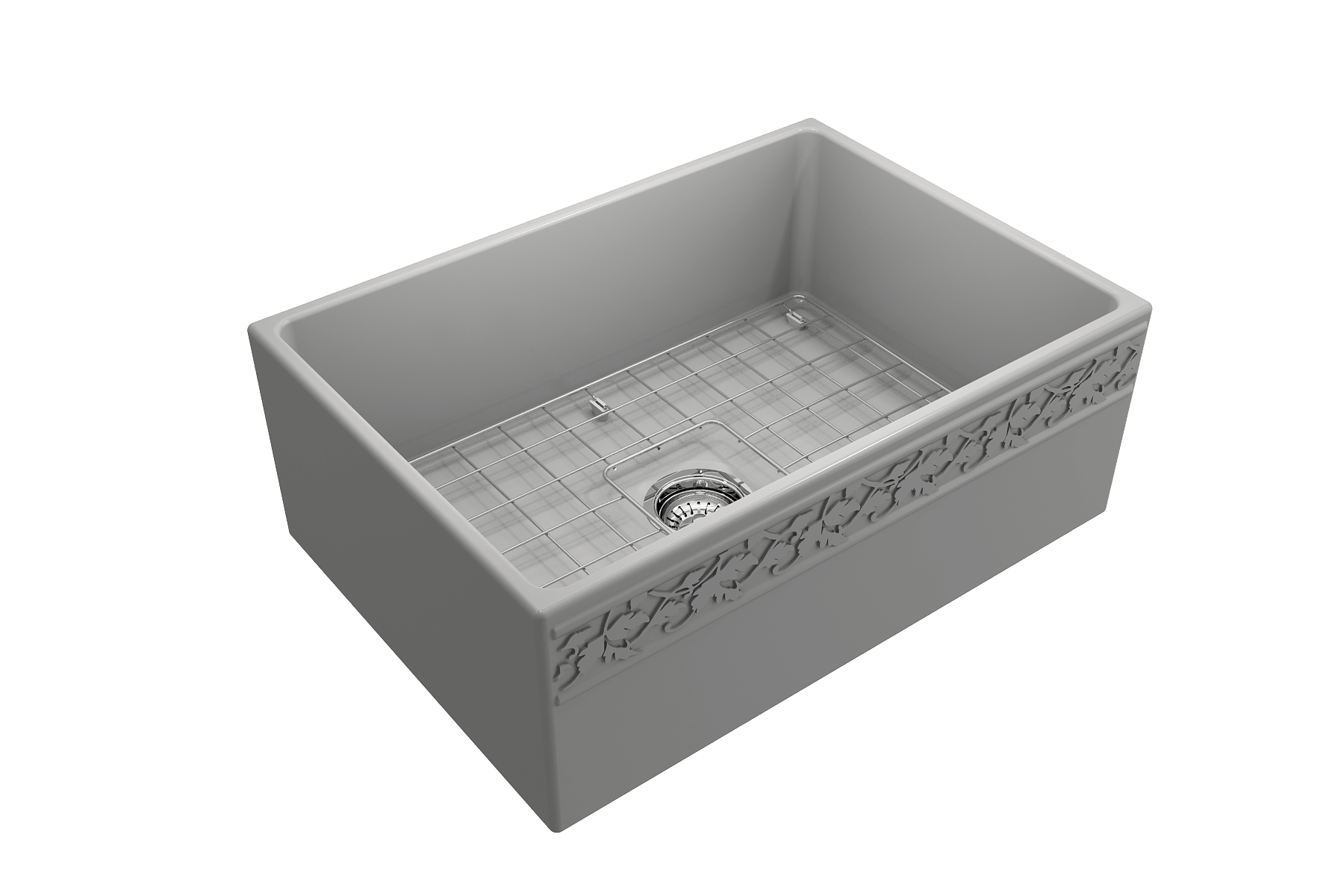 Alternate Image for BOCCHI Vigneto 27" Fireclay Farmhouse Apron Single Bowl Kitchen Sink, Matte Gray, 1357-006-0120