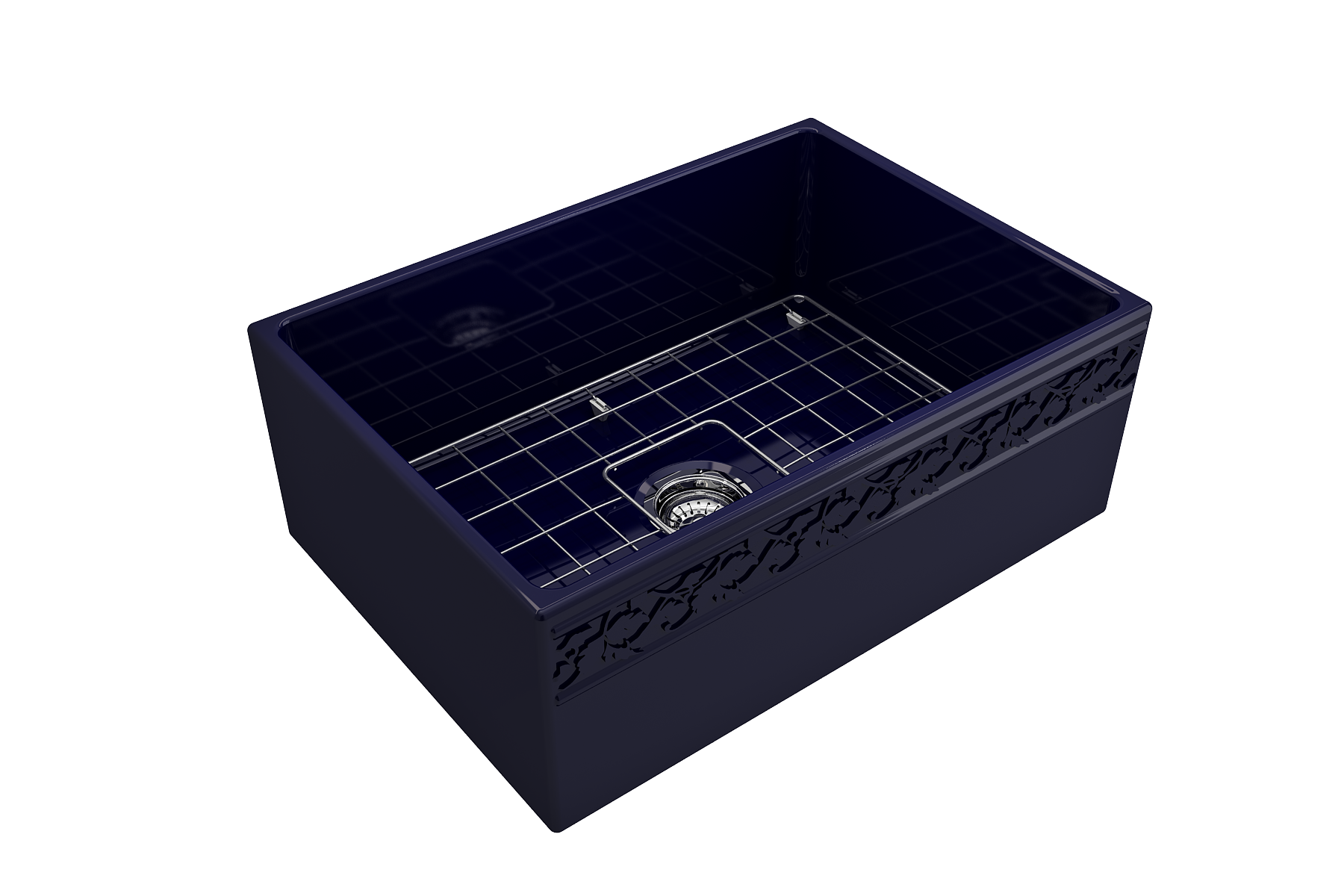 Alternate Image for BOCCHI Vigneto 27" Fireclay Farmhouse Apron Single Bowl Kitchen Sink, Sapphire Blue, 1357-010-0120
