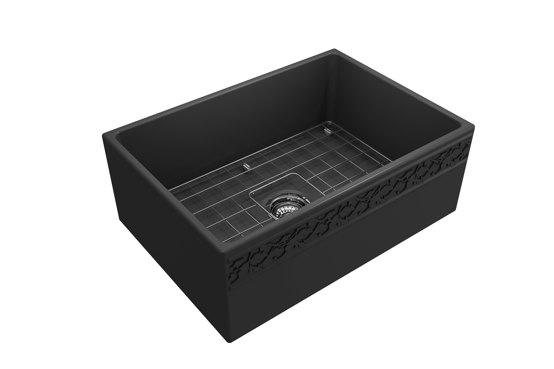 Alternate Image for BOCCHI Vigneto 27" Fireclay Farmhouse Apron Single Bowl Kitchen Sink, Matte Dark Gray, 1357-020-0120