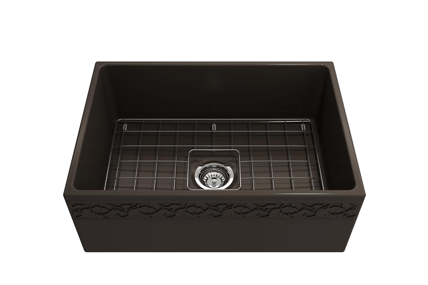 Alternate Image for BOCCHI Vigneto 27" Fireclay Farmhouse Apron Single Bowl Kitchen Sink, Matte Brown, 1357-025-0120