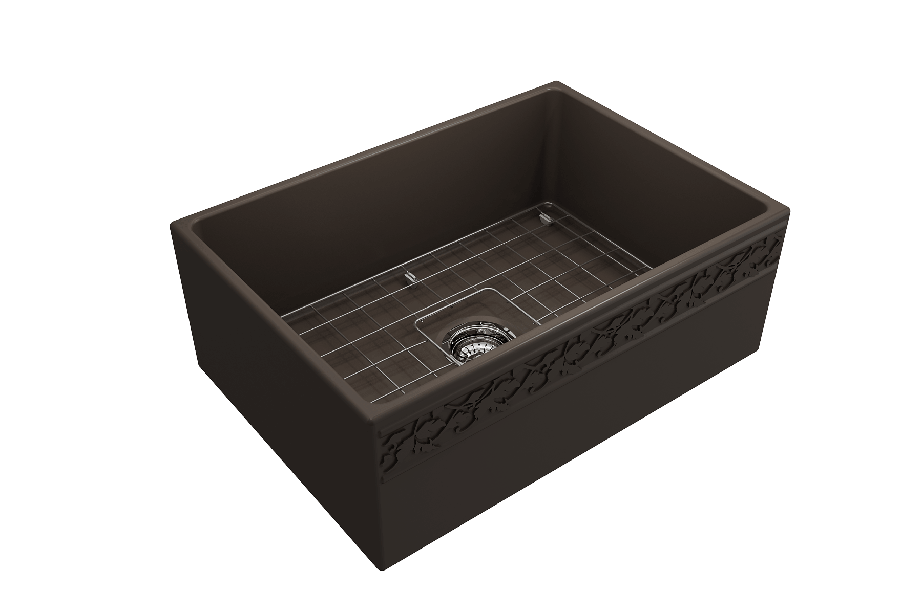 Alternate Image for BOCCHI Vigneto 27" Fireclay Farmhouse Apron Single Bowl Kitchen Sink, Matte Brown, 1357-025-0120