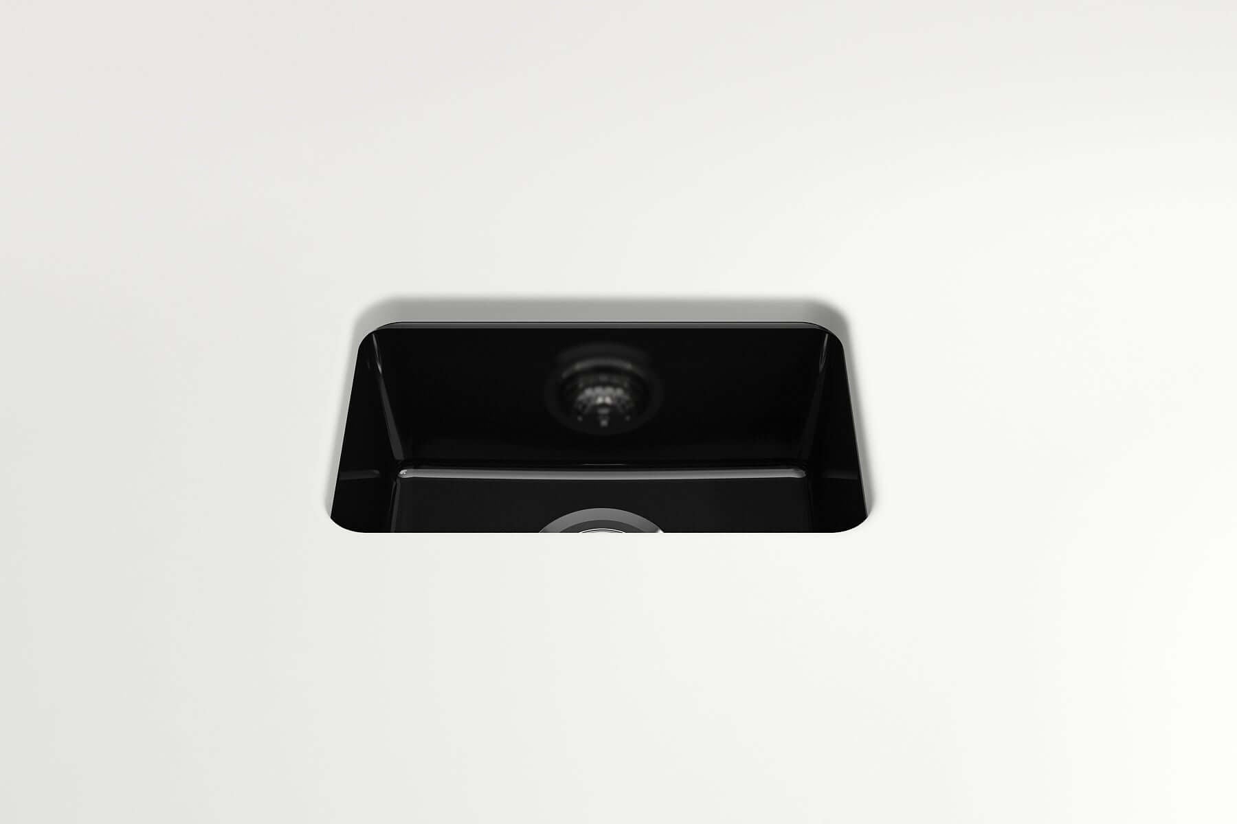 Alternate Image for BOCCHI Sotto 12" Fireclay Undermount Single Bowl Bar Sink with Strainer, Black, 1358-005-0120