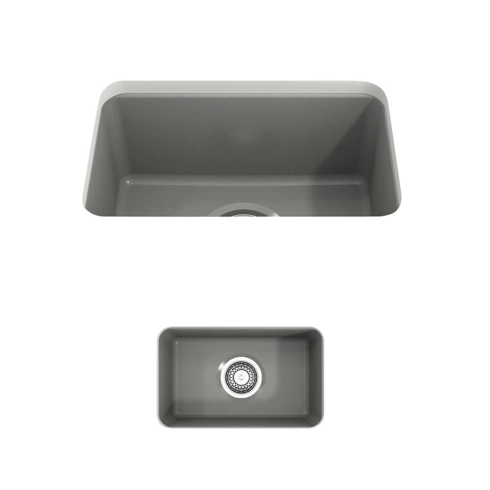 Alternate Image for BOCCHI Sotto 12" Fireclay Undermount Single Bowl Bar Sink with Strainer, Matte Gray, 1358-006-0120