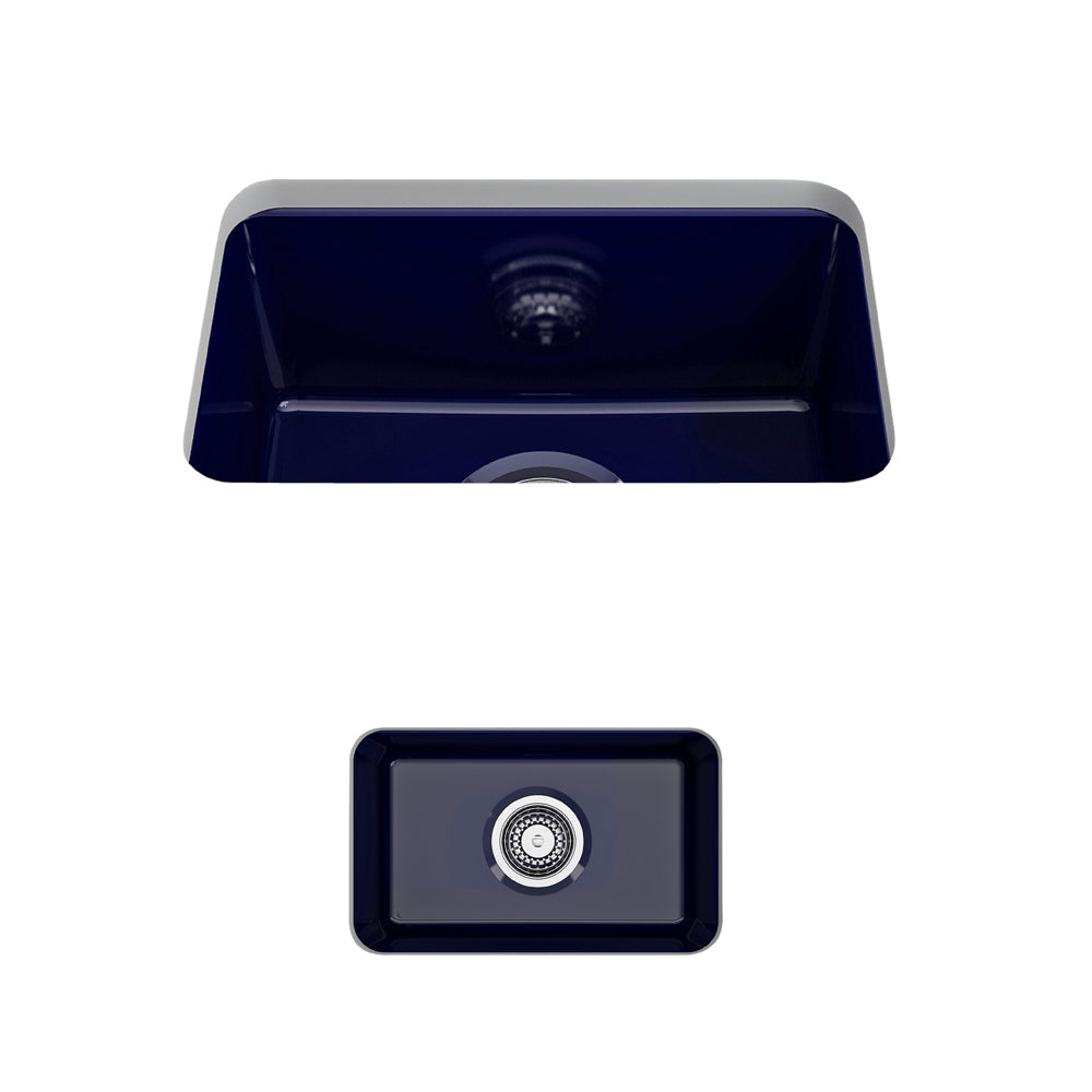 Alternate Image for BOCCHI Sotto 12" Fireclay Undermount Single Bowl Bar Sink with Strainer, Sapphire Blue, 1358-010-0120