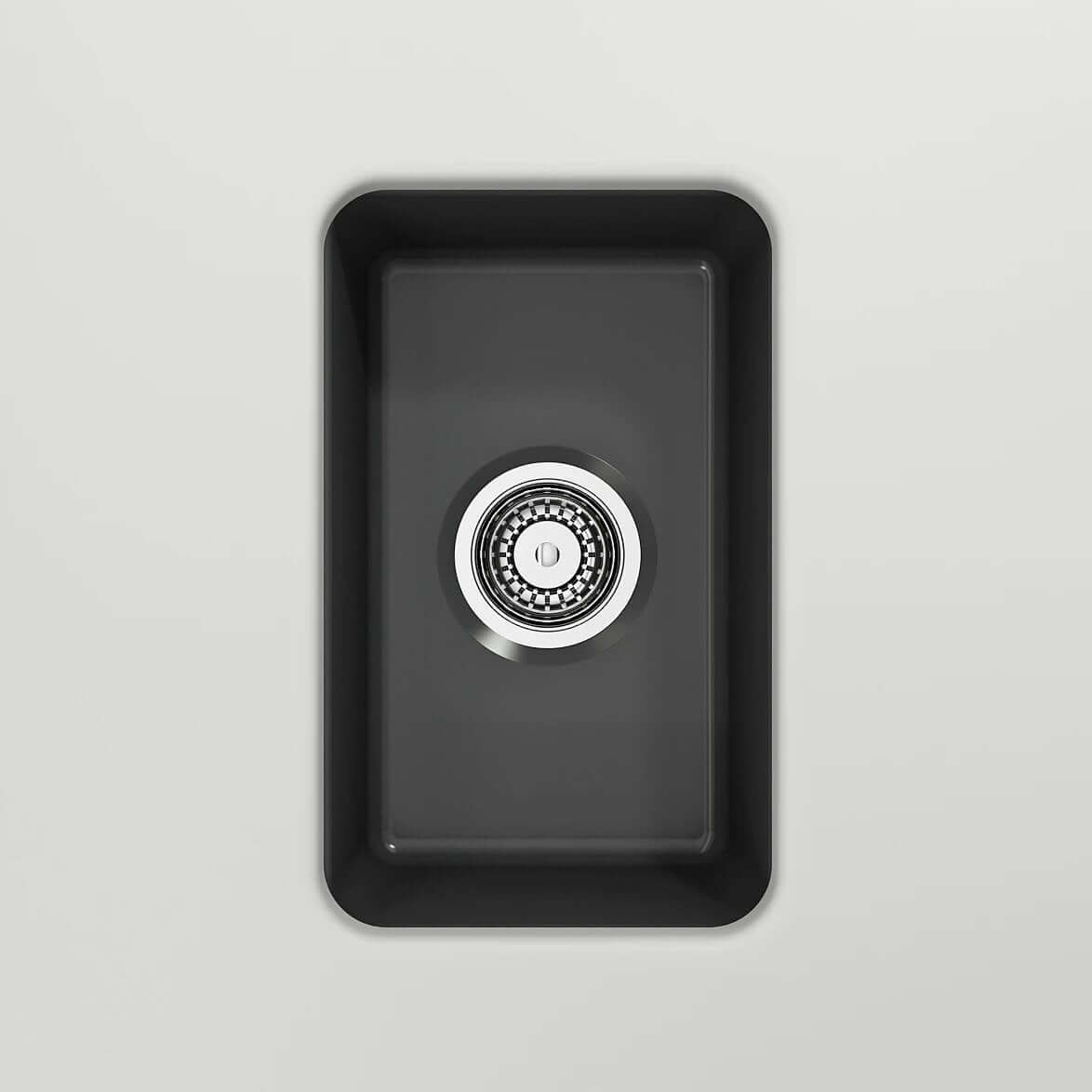 Alternate Image for BOCCHI Sotto 12" Fireclay Undermount Single Bowl Bar Sink with Strainer, Matte Dark Gray, 1358-020-0120