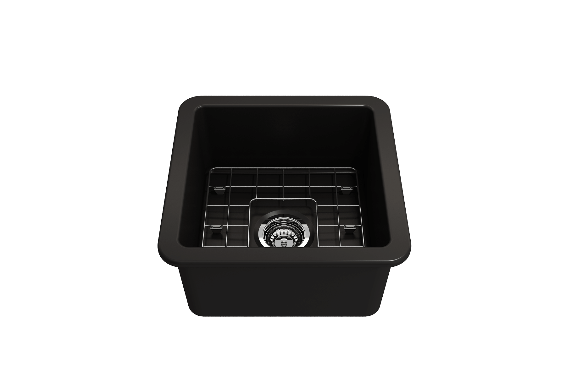 Alternate Image for BOCCHI Sotto 18" Fireclay Undermount Single Bowl Bar Sink with Protective Bottom Grid and Strainer, Matte Black, 1359-004-0120