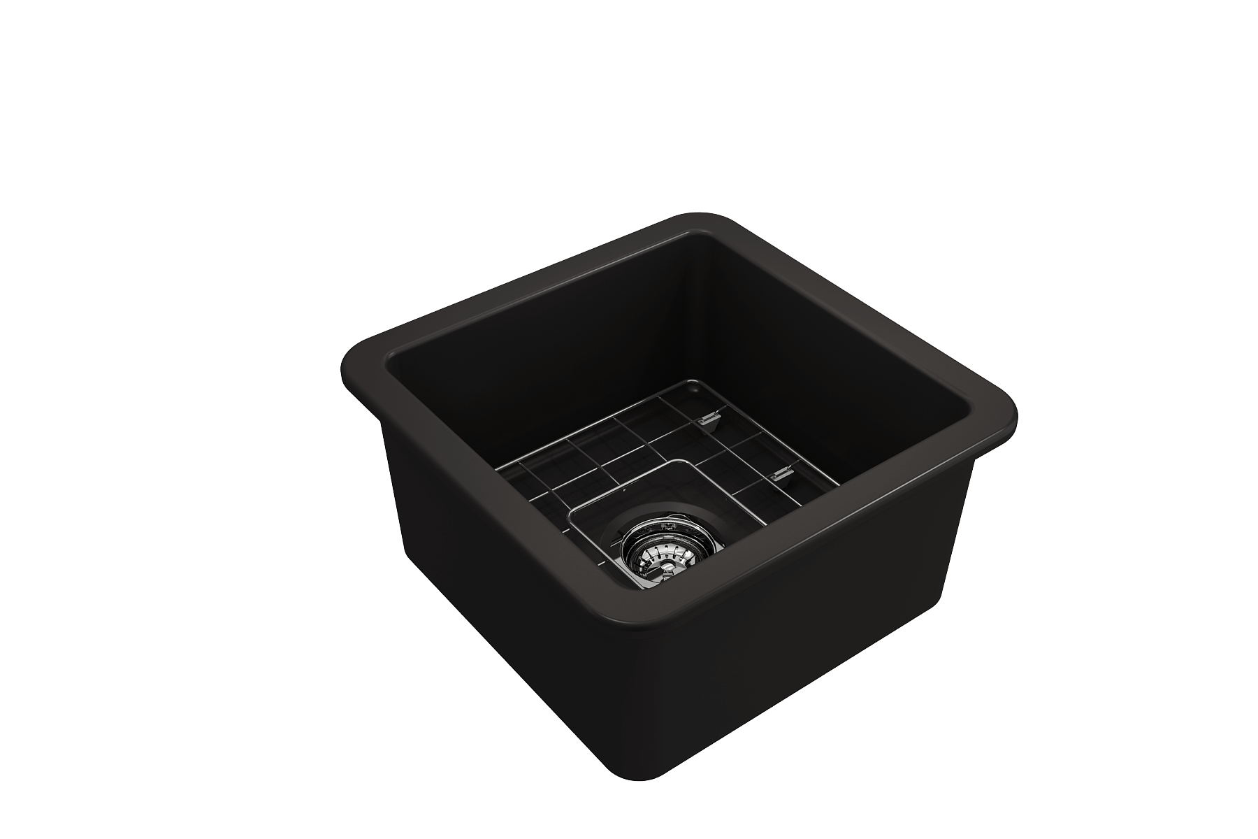 Alternate Image for BOCCHI Sotto 18" Fireclay Undermount Single Bowl Bar Sink with Protective Bottom Grid and Strainer, Matte Black, 1359-004-0120
