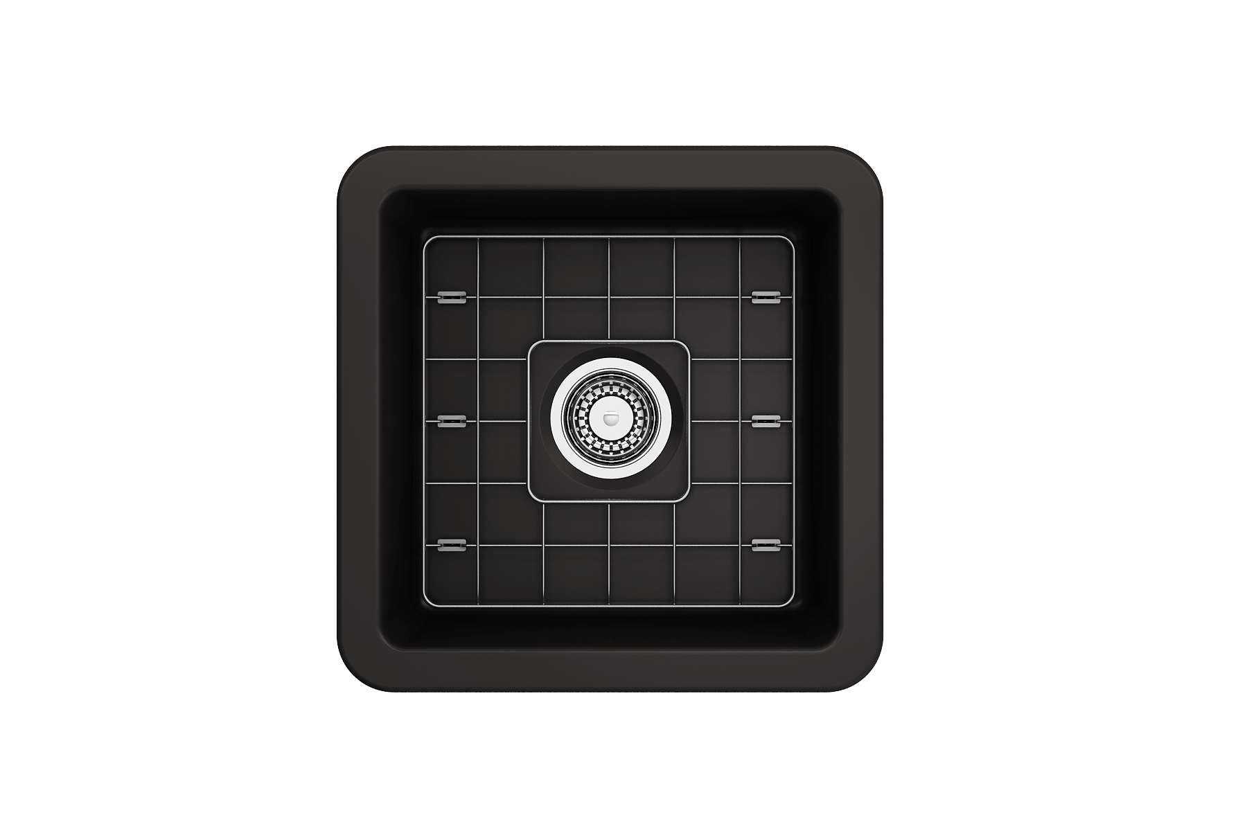 Alternate Image for BOCCHI Sotto 18" Fireclay Undermount Single Bowl Bar Sink with Protective Bottom Grid and Strainer, Matte Black, 1359-004-0120