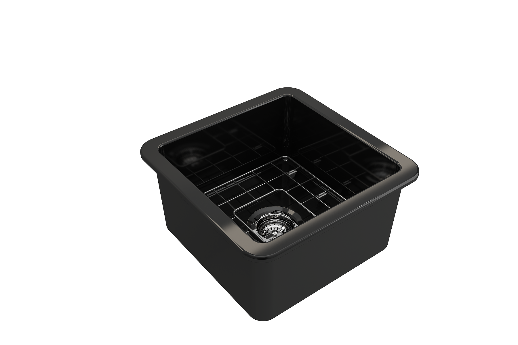 Alternate Image for BOCCHI Sotto 18" Fireclay Undermount Single Bowl Bar Sink with Protective Bottom Grid and Strainer, Black, 1359-005-0120