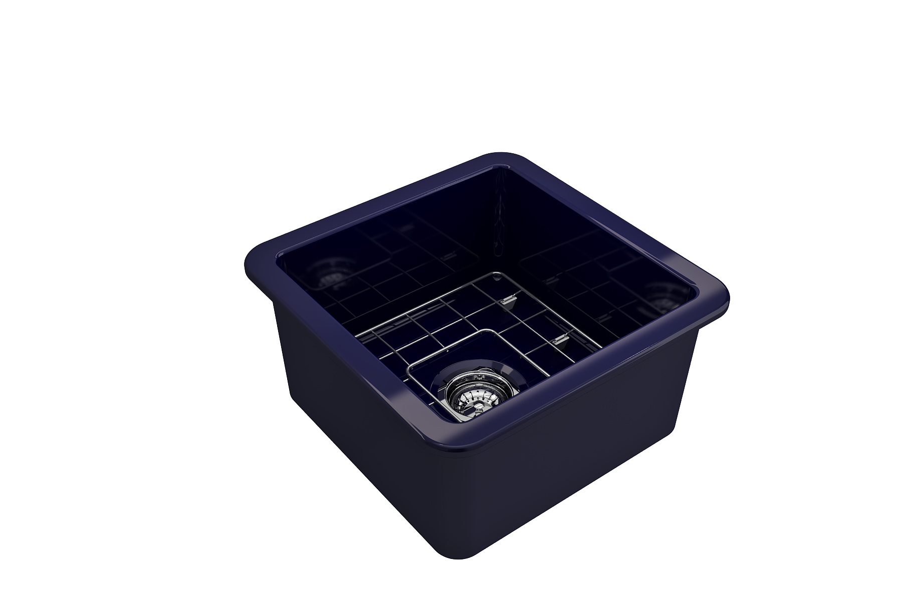 Alternate Image for BOCCHI Sotto 18" Fireclay Undermount Single Bowl Bar Sink with Protective Bottom Grid and Strainer, Sapphire Blue, 1359-010-0120
