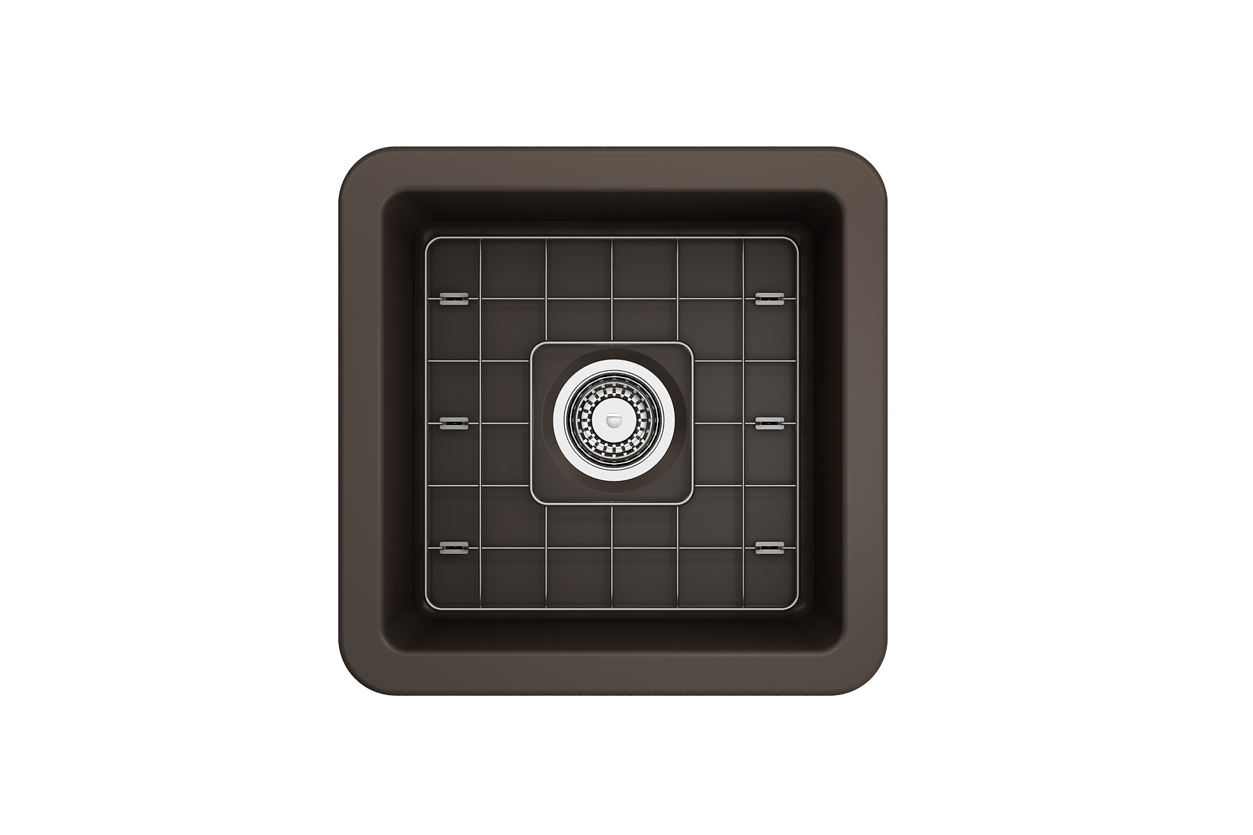 Alternate Image for BOCCHI Sotto 18" Fireclay Undermount Single Bowl Bar Sink with Protective Bottom Grid and Strainer, Matte Brown, 1359-025-0120