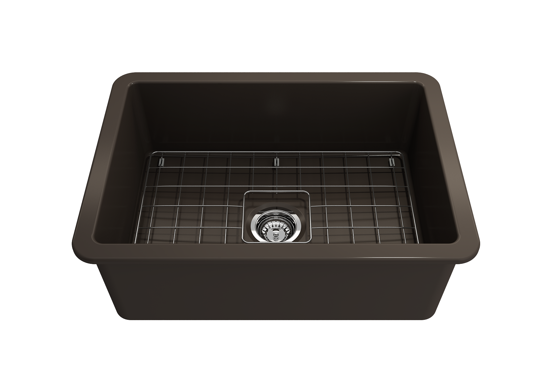 Alternate Image for BOCCHI Sotto 27" Fireclay Dual Mount Single Bowl Kitchen Sink, Matte Brown, 1360-025-0120