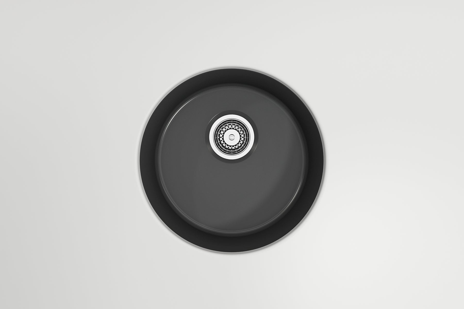 Alternate Image for BOCCHI Sotto 18.5" Round Fireclay Undermount Single Bowl Bar Sink with Protective Bottom Grid and Strainer, Matte Dark Gray, 1361-020-0120