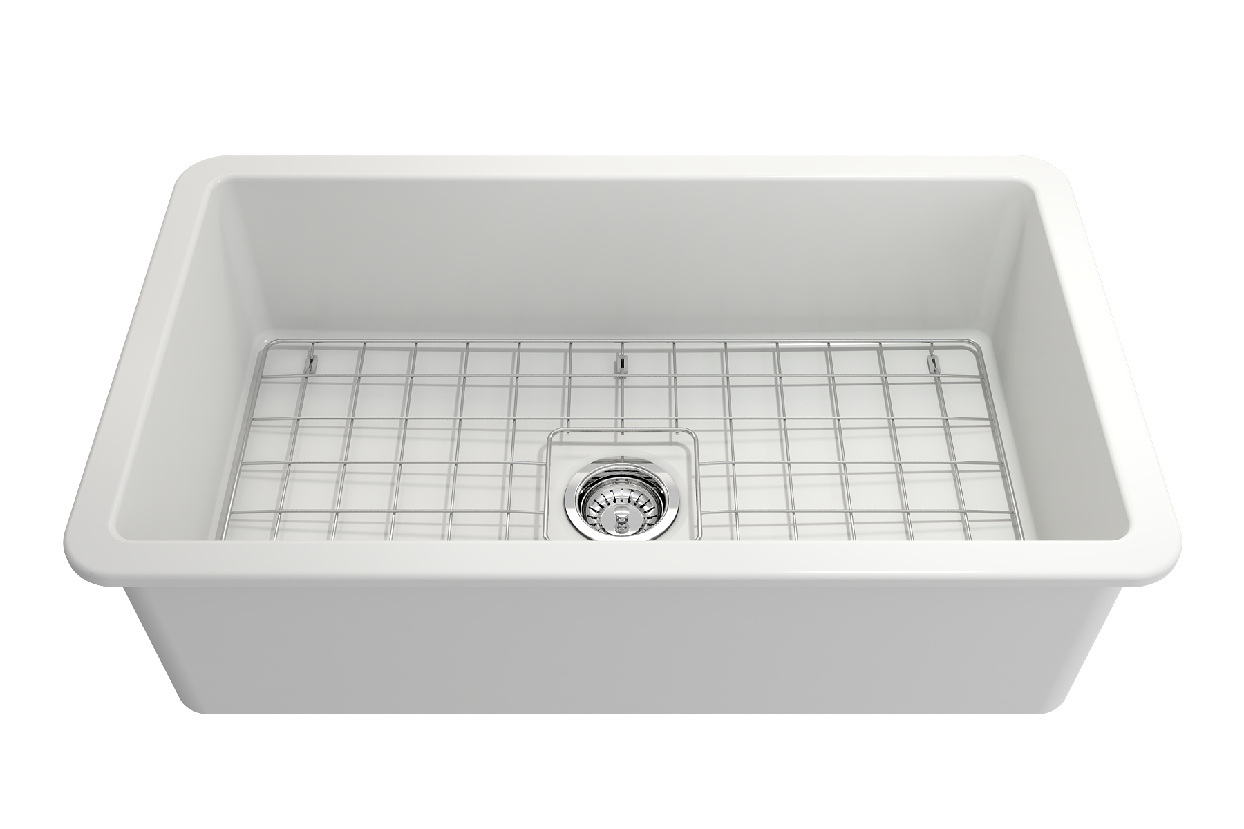 Alternate Image for BOCCHI Sotto 32" Fireclay Undermount Single Bowl Kitchen Sink, Matte White, 1362-002-0120