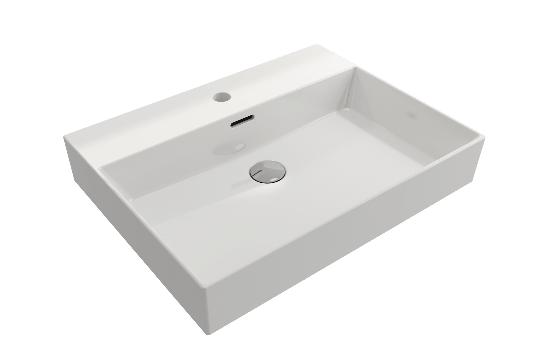 Alternate Image for BOCCHI Milano 24" Rectangle Wallmount Fireclay Bathroom Sink, White, Single Faucet Hole, 1376-001-0126