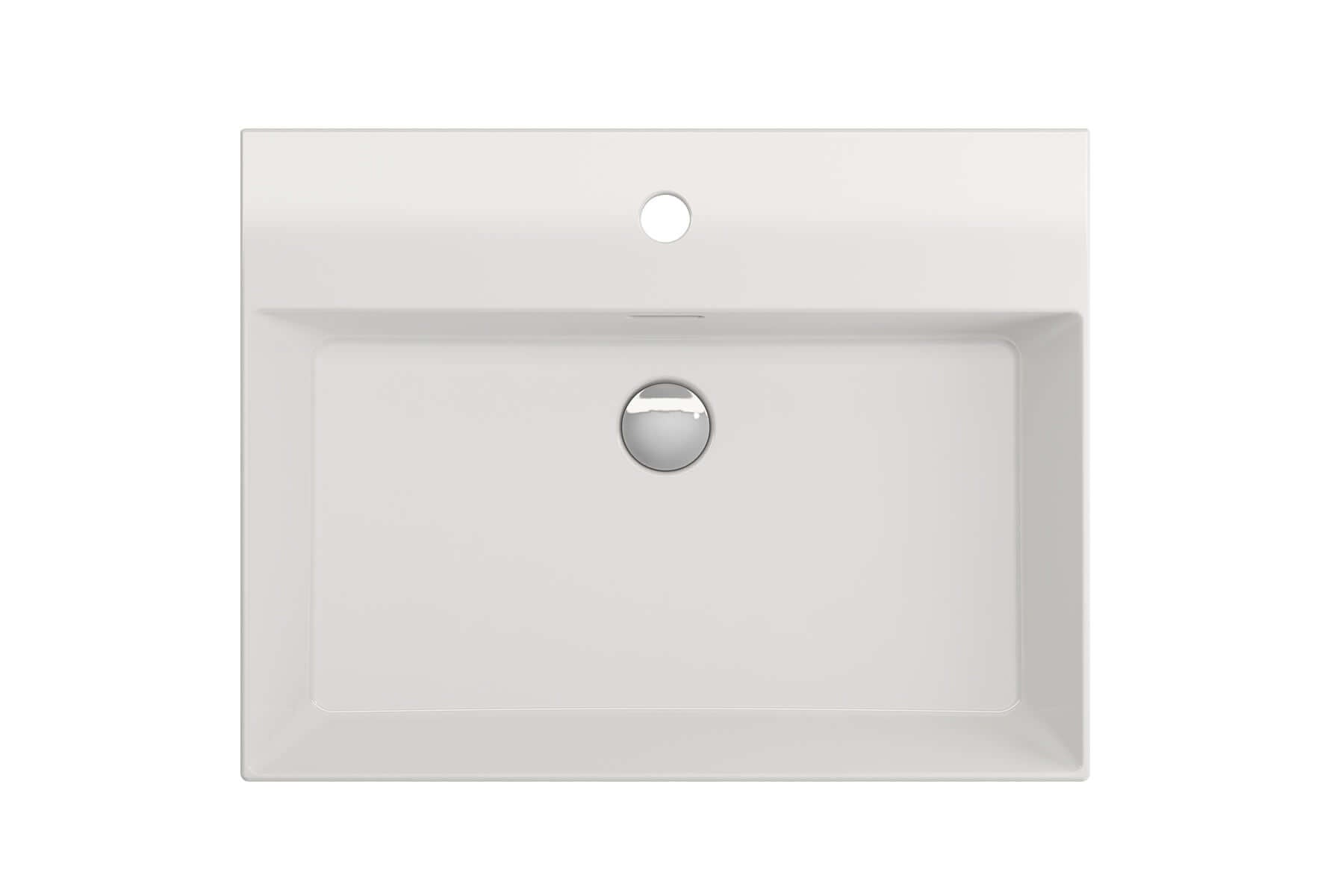 Alternate Image for BOCCHI Milano 24" Rectangle Wallmount Fireclay Bathroom Sink, White, Single Faucet Hole, 1376-001-0126