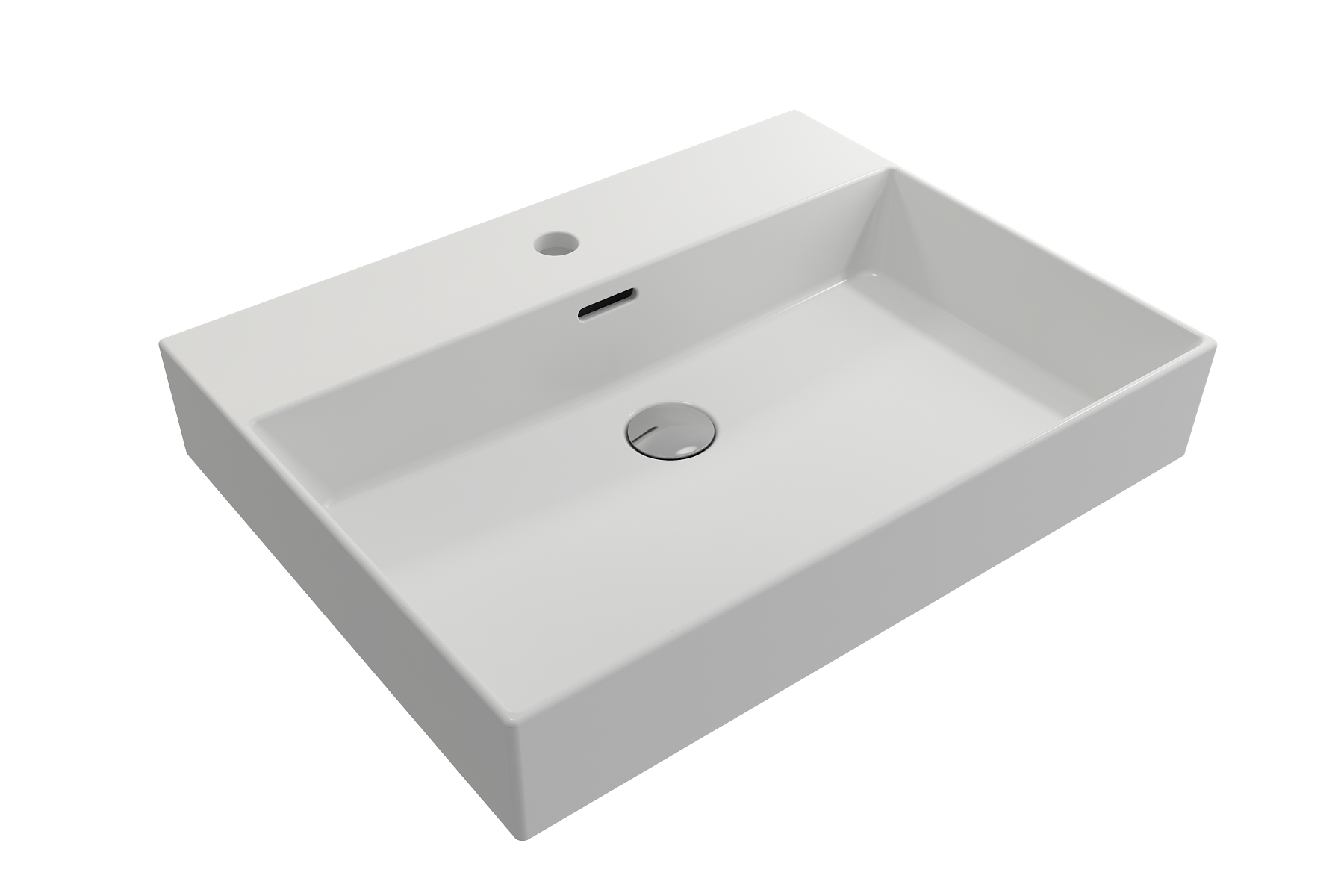 Alternate Image for BOCCHI Milano 24" Rectangle Wallmount Fireclay Bathroom Sink, Matte White, Single Faucet Hole, 1376-002-0126